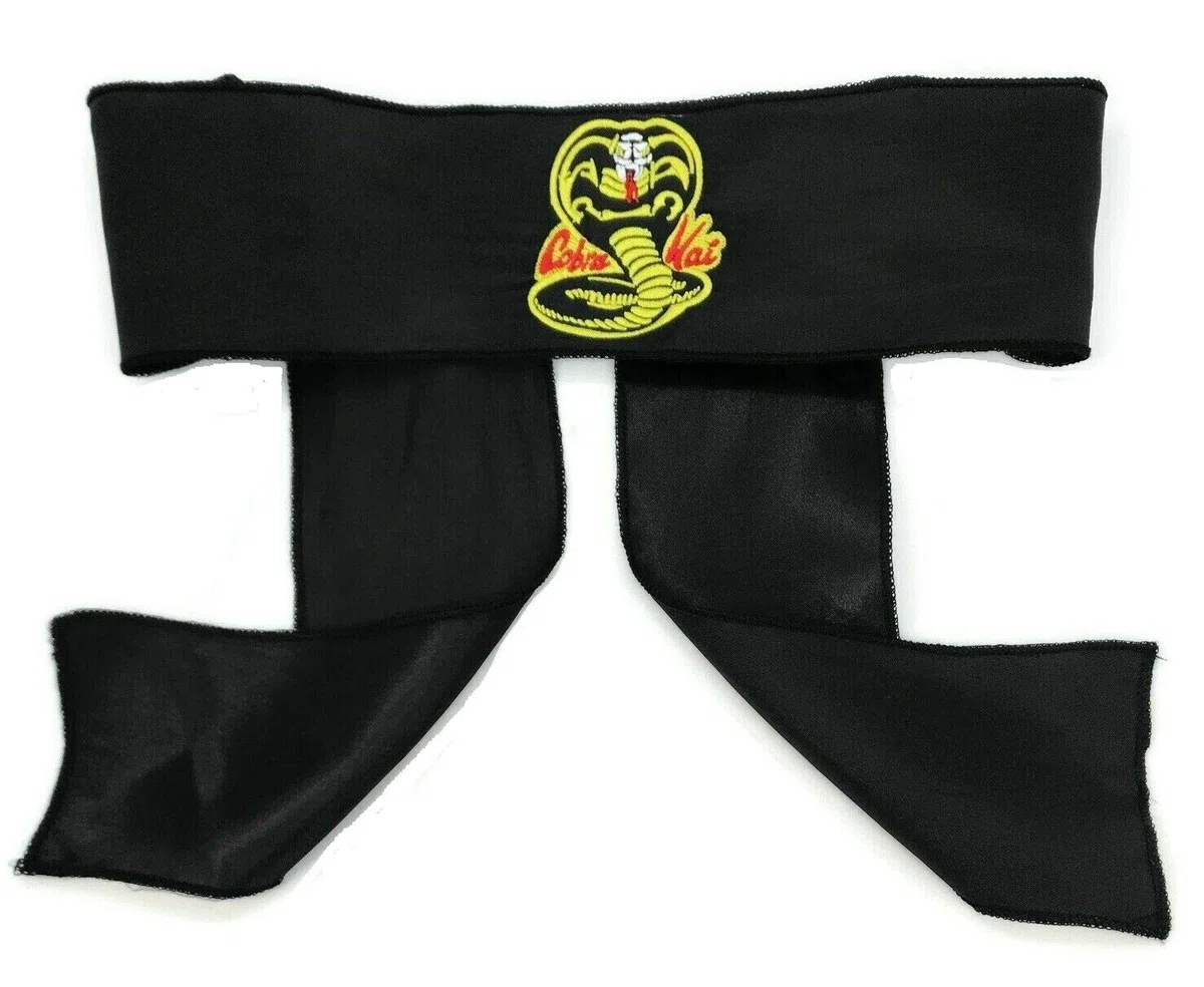 thecostumebase Sciarpa nera Cobra Kai con fascia per capelli Karate Kid