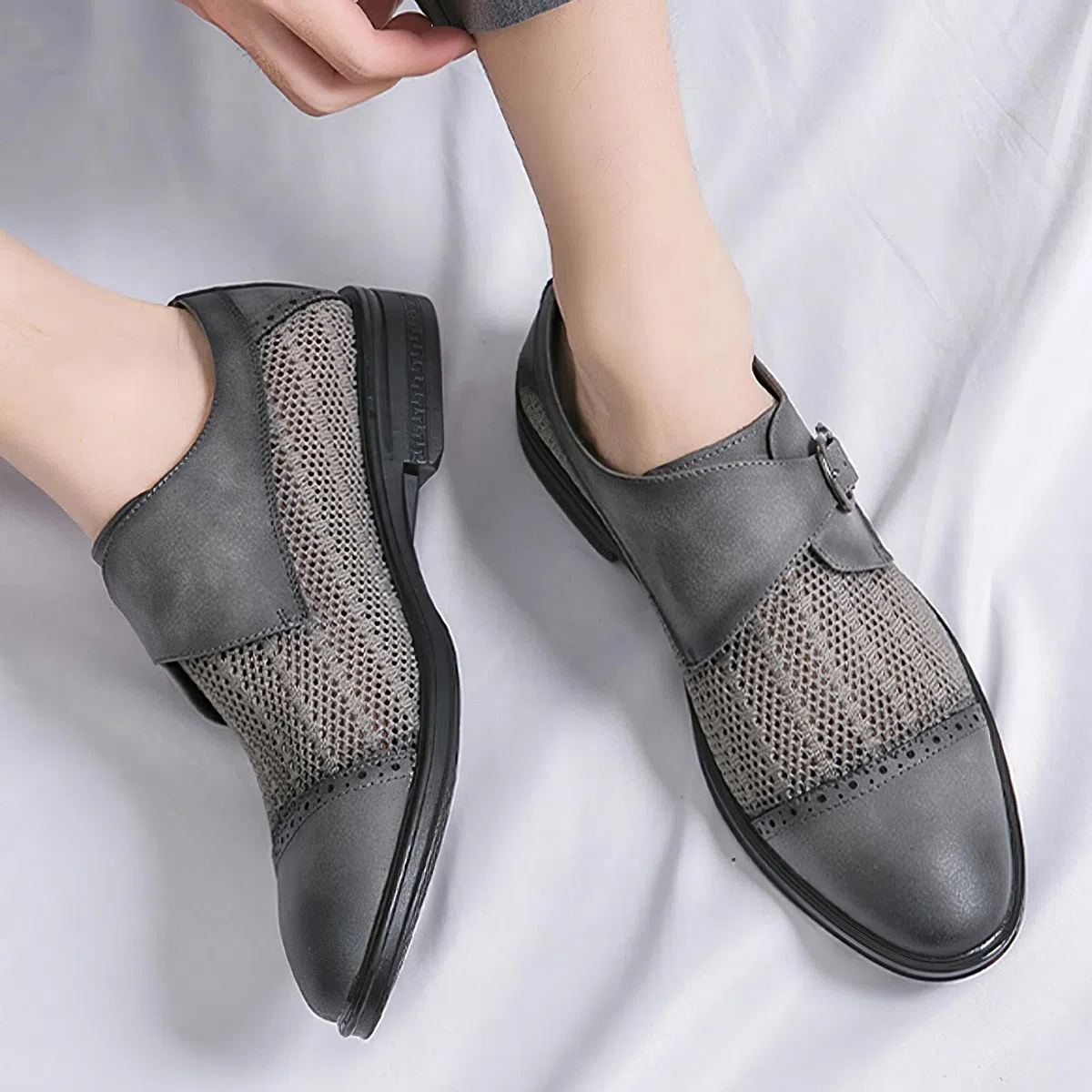 ANUFER Uomo Incavato Estate Scarpe da Sera Bello Singolo Fibbia del Monaco Scarpe da Lavoro