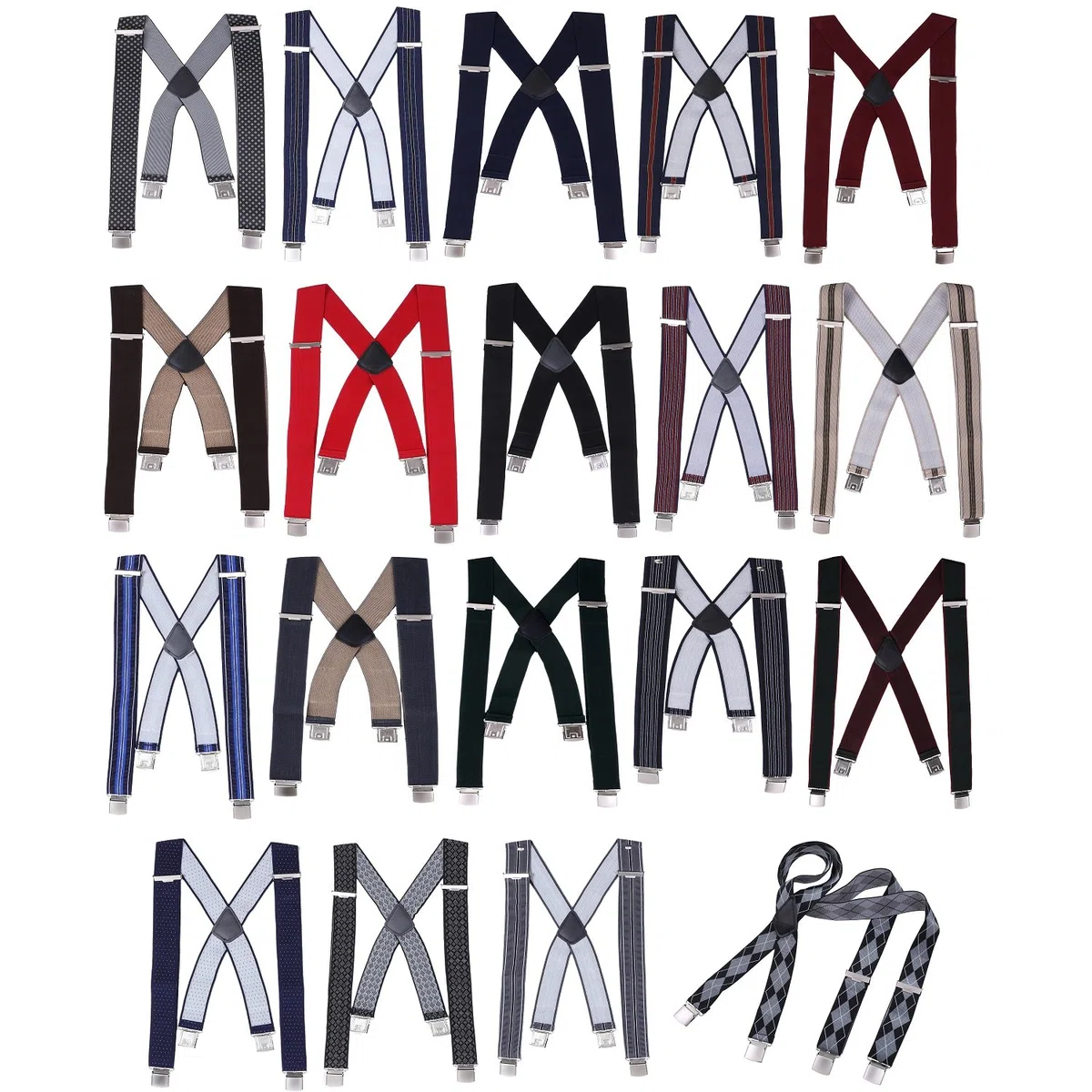 DonDon Bretelle uomo larghezza 3,5 cm con 4 resistenti clip a X cucite