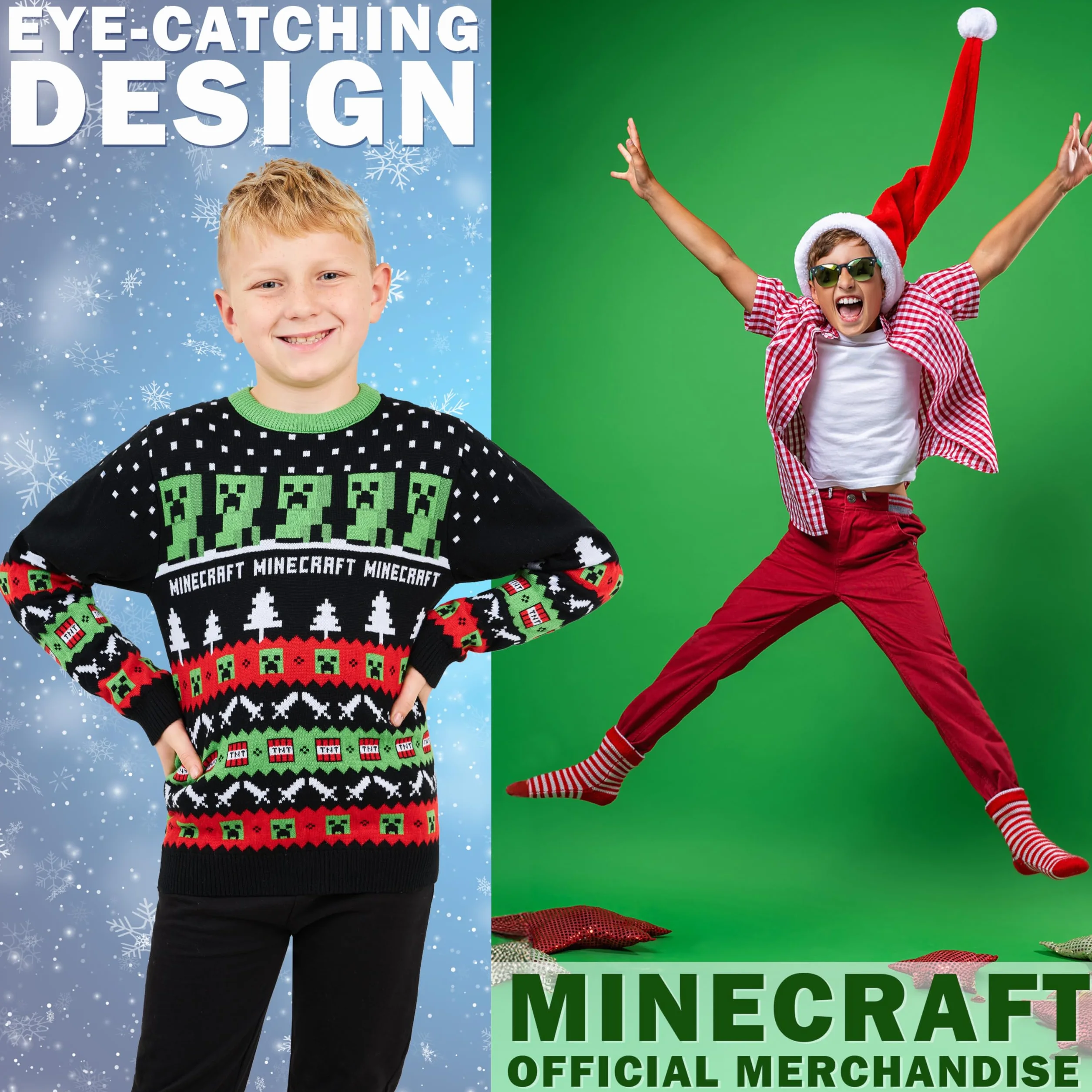 MINECRAFT Maglione di Natale per Bambini e Ragazzo, Maglione Natale - Idee Regalo