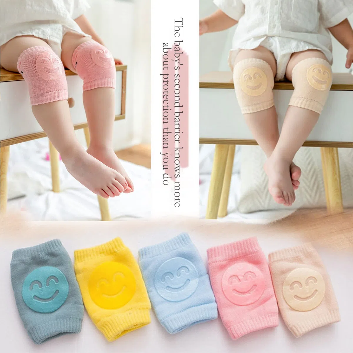 Ginocchiere per Gattonare, Set da 5 Pezzi, Colorate, Gommini Antiscivolo per Una Presa sicura, Aiuto per Gattonare, per Bambini, per Gattonare, Scaldamuscoli in Gomma Cotone Unisex
