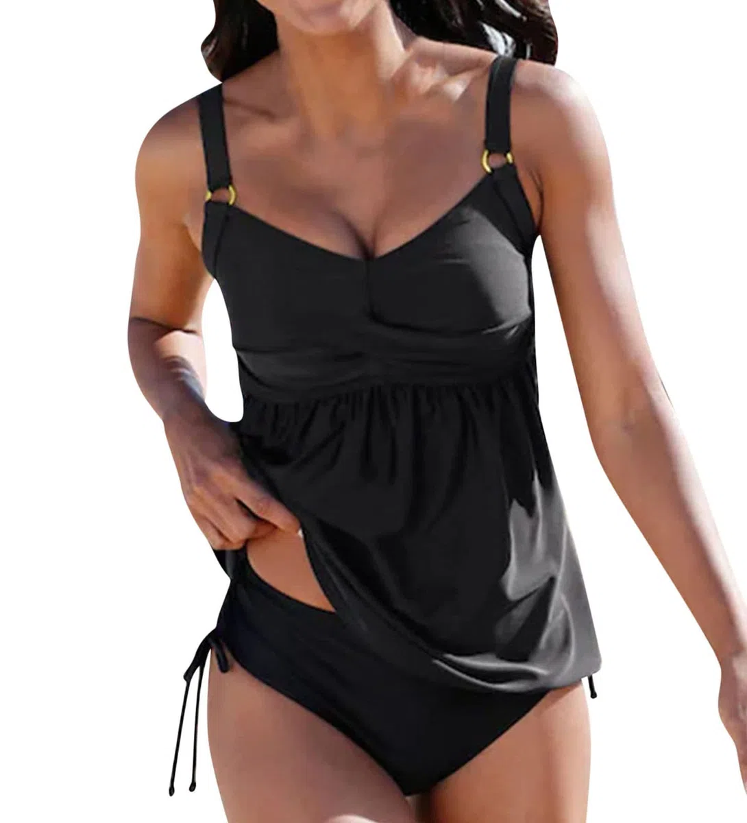 Costume Tankini Donna Mare Contenitivo Taglie Forti Costumi Mare 2 Pezzi Push Up Curvy Canotta con Boyshort/Slip Tankini Sets Vita Alta Costume Piscina da Bagno Elegante Brasiliana Stampa Beachwear