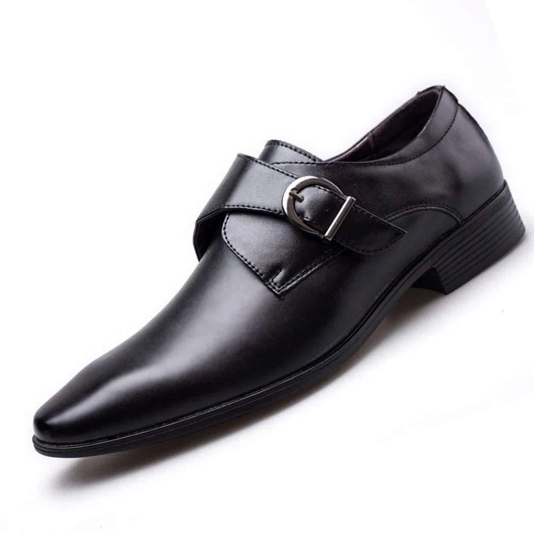 Scarpe Eleganti da Uomo Slip on a Punta Traspirante Mocassini con Punta a Punta Appartamenti Scarpe da Lavoro in Pelle con Fibbia Casual