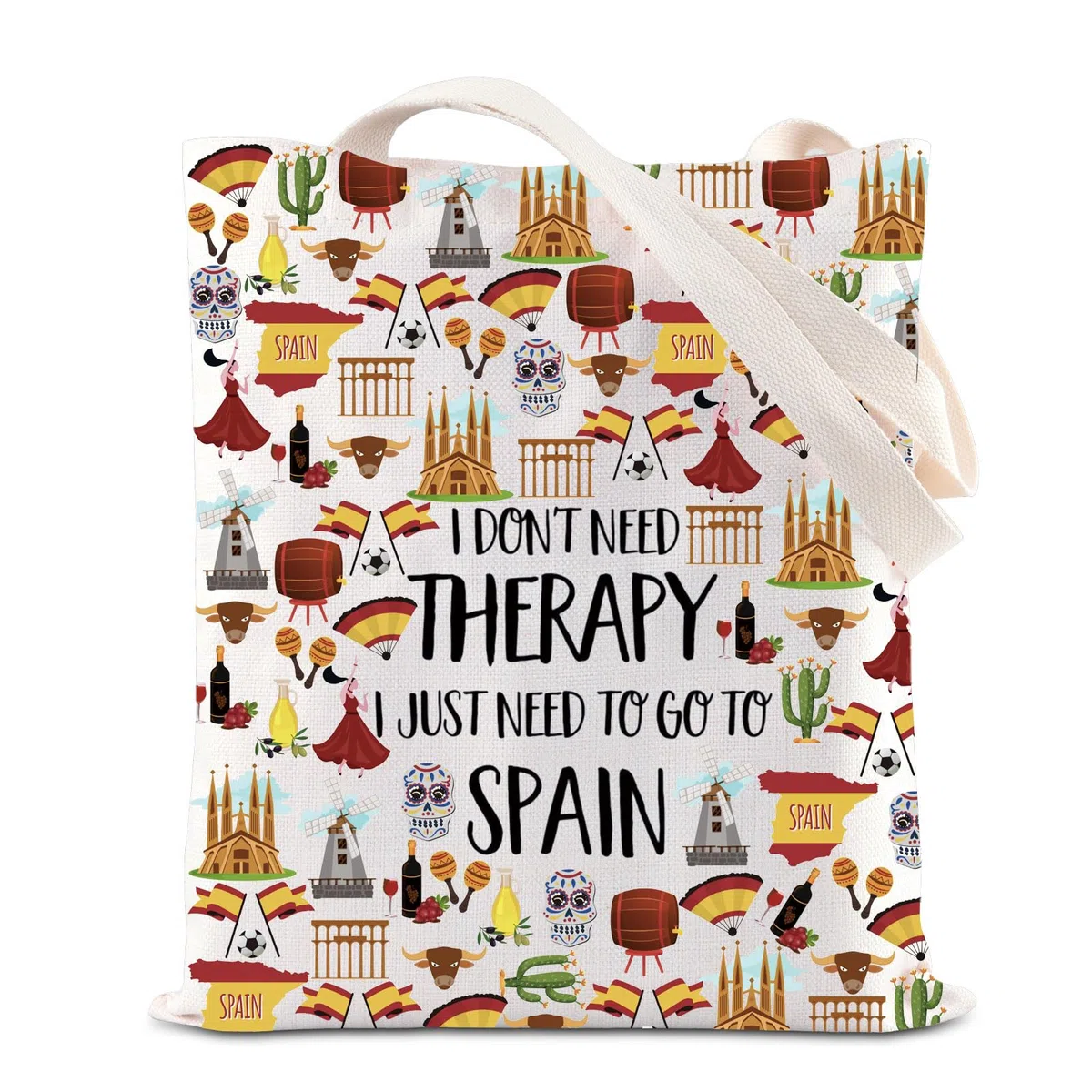 BAUNA Spagna Tote Bag Spagna Amanti Regalo Spagna Souvenir Spagna Borsa a tracolla Spagna Regalo Vacanza Viaggio in Spagna Regalo Weekend Fuga Regalo