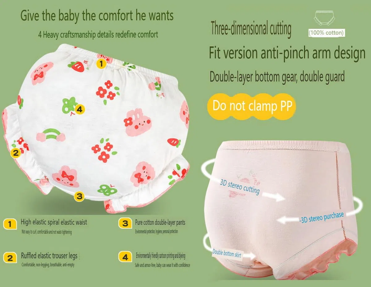 Intima per Neonate in Cotone Bloomer Pantaloncini con Volant, Mutandine Copertura Pannolini per Bambini, Bimba Neonata Biancheria Intima, Mutandine Assorbenti Apprendimento 2 Anni
