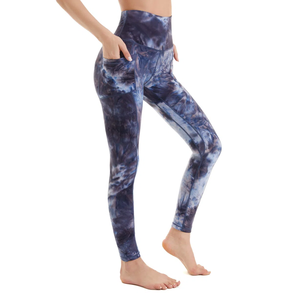 Devirld Leggings da donna con tasche per controllo della pancia, pantaloni a vita alta per yoga, palestra, allenamento, leggings da donna