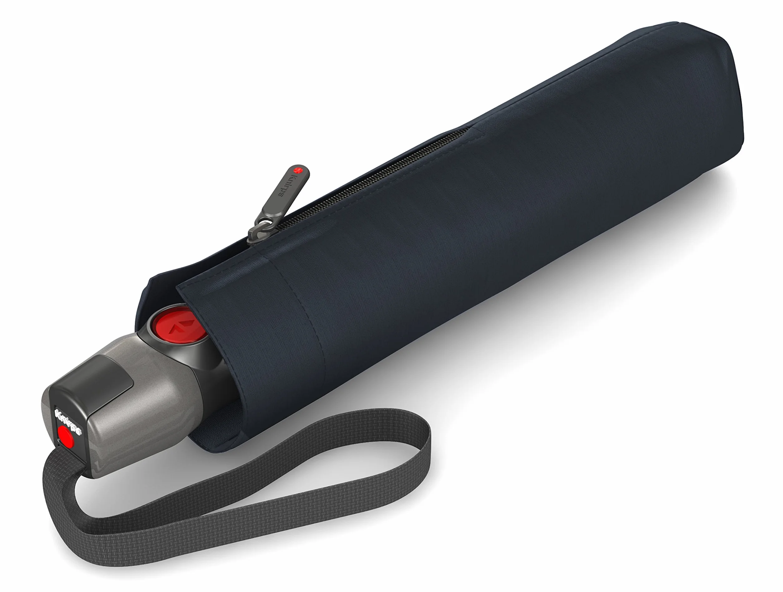 Knirps - Ombrello tascabile T.200 Duomatic Solids - A scomparsa automatica - Pieghevole - Resistente alle intemperie - Antivento - Navy