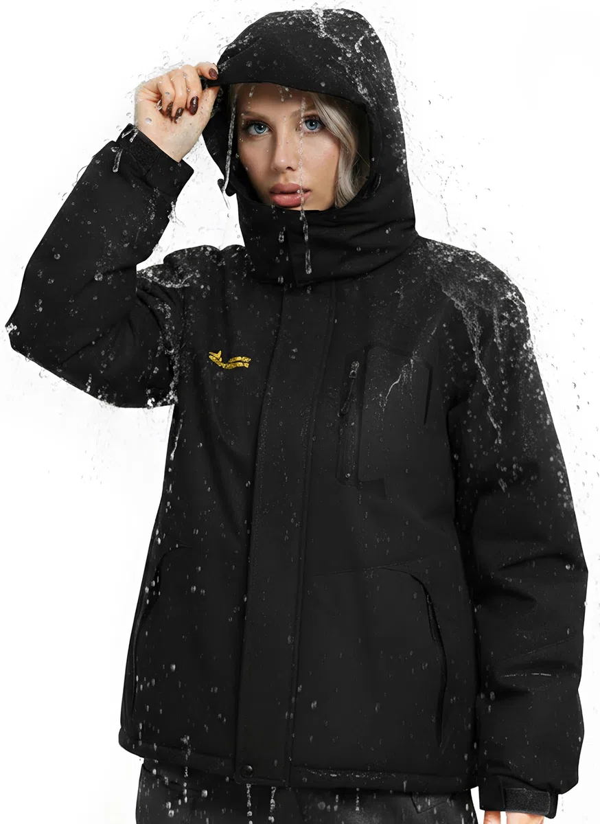 Giacca Sci Donna Pile Impermeabile Giacca Montagna Trekking Softshell Invernale Antivento Calda Giubbotto Neve Cappotto con Cappuccio All'aperto
