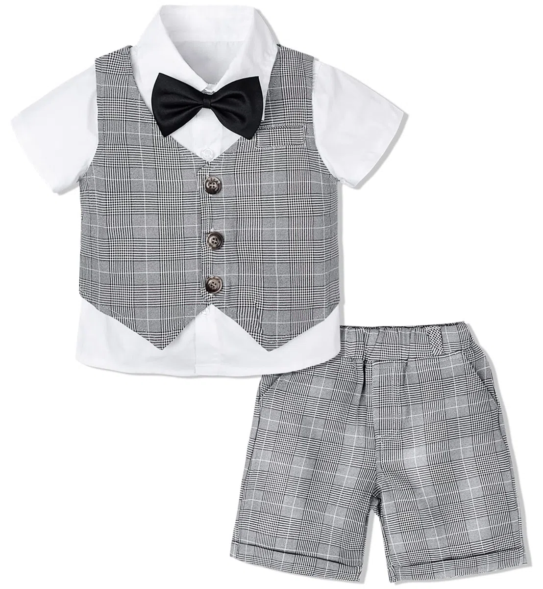 mintgreen Completo per Neonato, Abito da Battesimo per Bambini Set di Gilet Camicia e Gilet e Pantaloncini 1-6 Anni