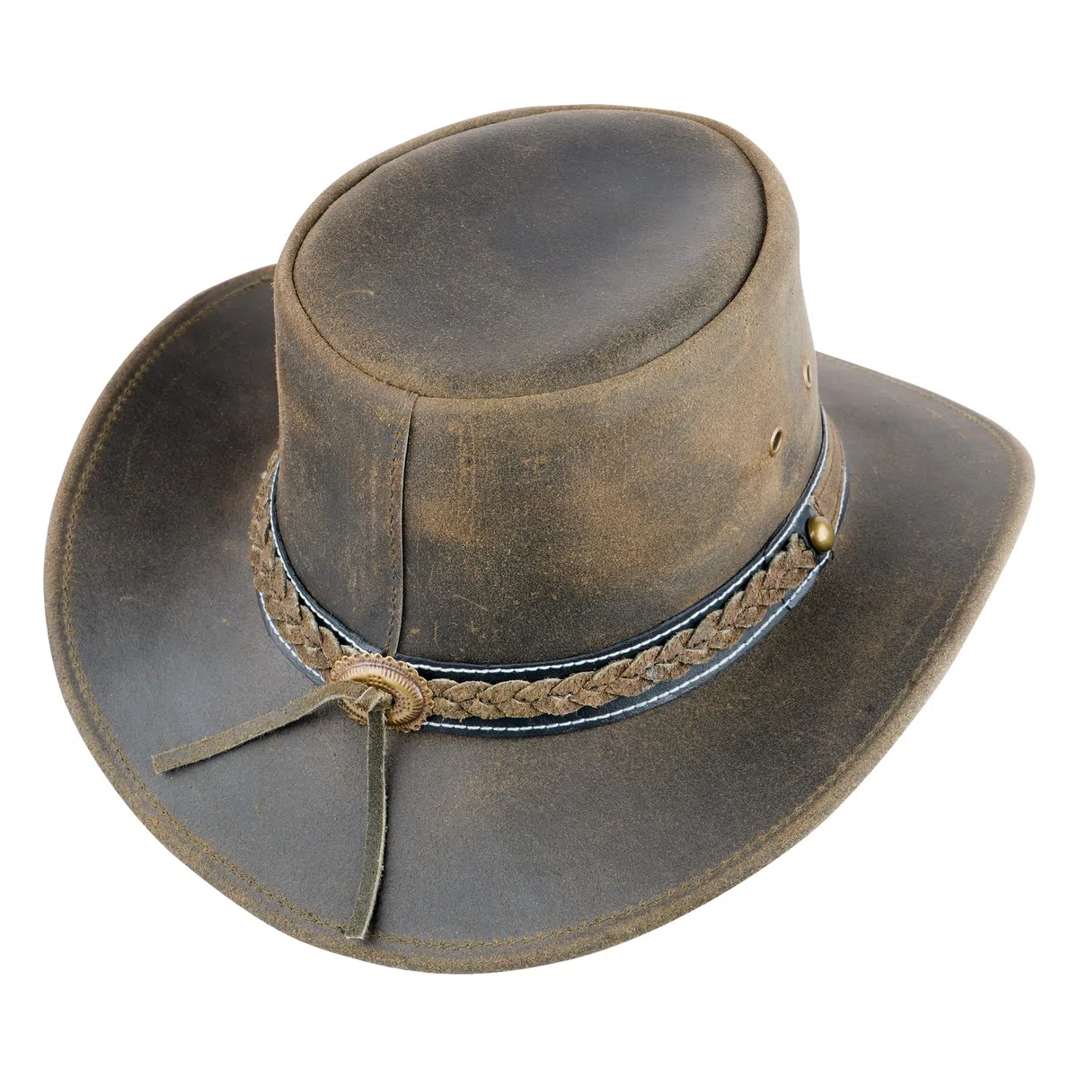 HADZAM Cappello da cowboy in pelle Outback stile occidentale per uomini e donne