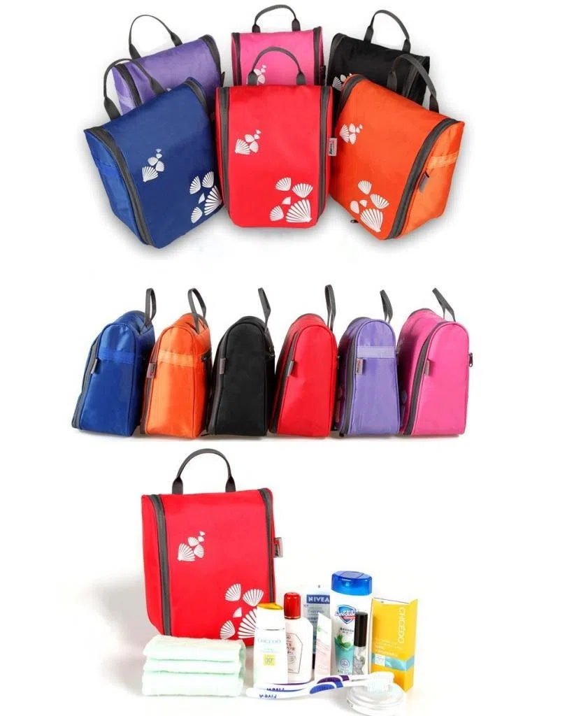 Makino Solid Color-Borsa Organizer per l'igiene personale esterno, impermeabile, Kit da viaggio rosso rosso