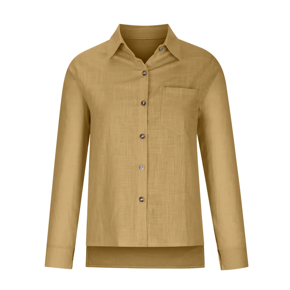 Camicia Donne Cotone Lino Casual Elegante Curvy Camicette in Lino T-Shirt con Maniche Lunga e Colletto a Revers in Tinta Unita Maglietta Leggera e Comoda per L'Estate Camicetta alla Moda da Spiaggia