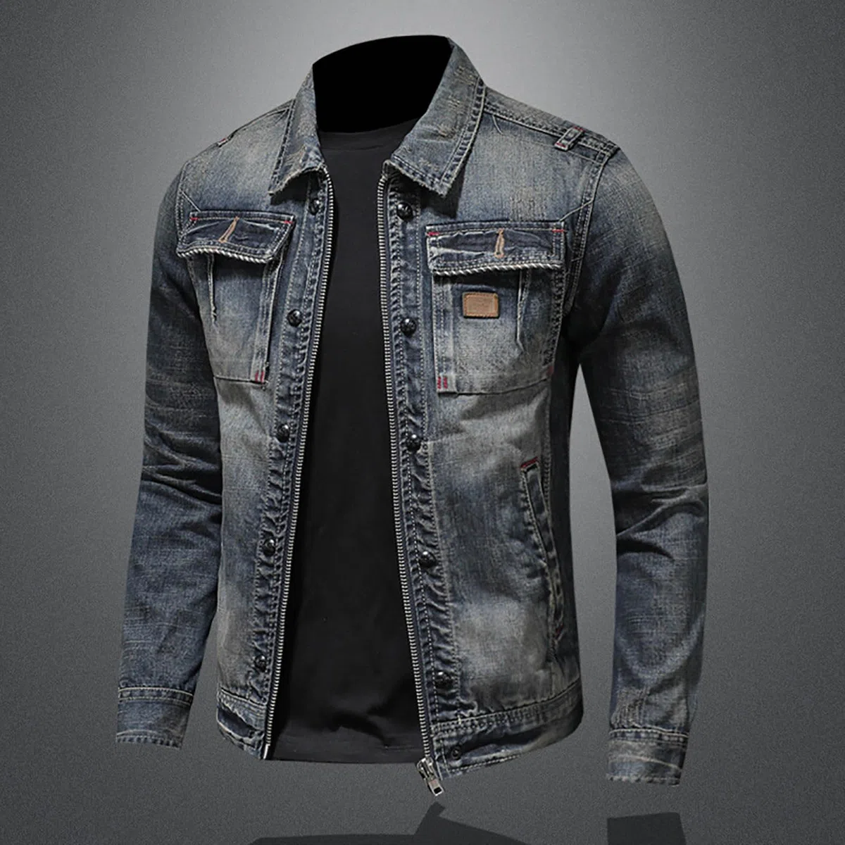 Giubbotto Jeans Uomo, Giubbotto Estivo Uomo, Slim Fit Trucker Vintage Cotone Cowboy Top Cappotto Camicia Jeans con Tasca Stretta vestibilità Regolare Casual Denim Giacca in Jeans Vintage Denim Jacket