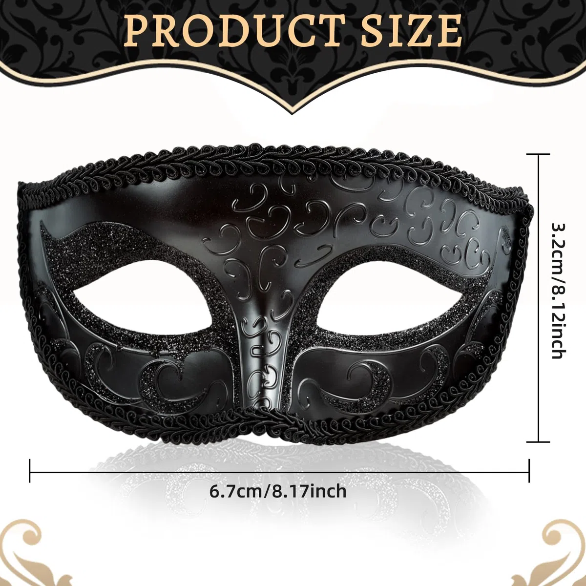 Maschera Veneziana Uomo Maschere in Stile Veneziano Nero Maschera Veneziana Retrò Maschere Veneziano Uomo per Feste di Halloween, Carnevale, Prestazioni