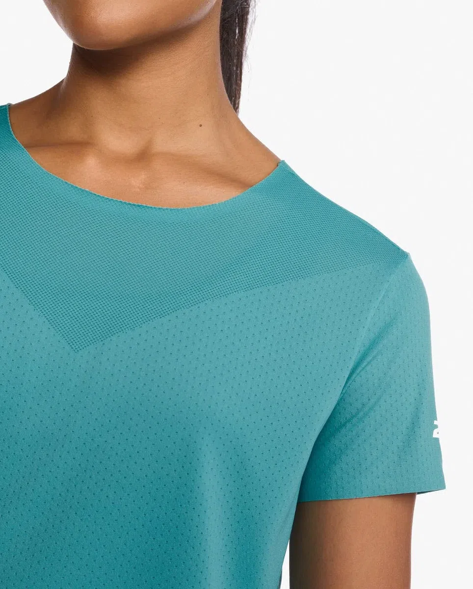 2XU Light Speed Tech Tee Maglietta a Maniche Corte, Porcellana/White Reflective, L Donna