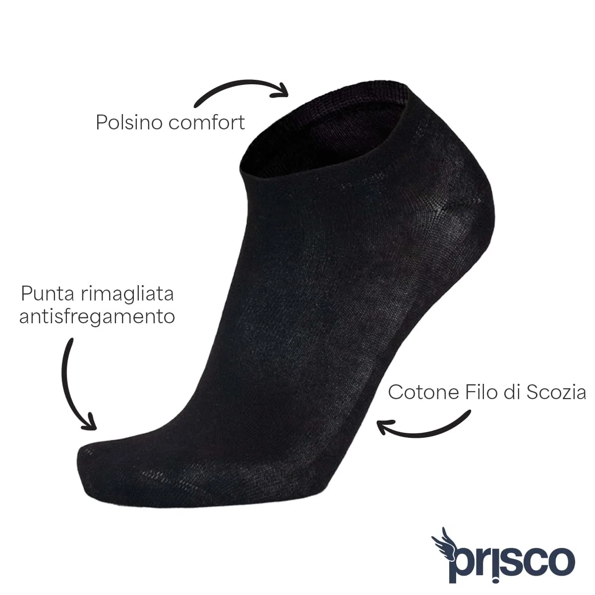 Prisco Calze Fantasmini in Cotone Filo di Scozia, Calzini Pariscarpa Sneaker Unisex, Minicalza Pedalino Salvapiede Invisibile Uomo Donna, 6 paia