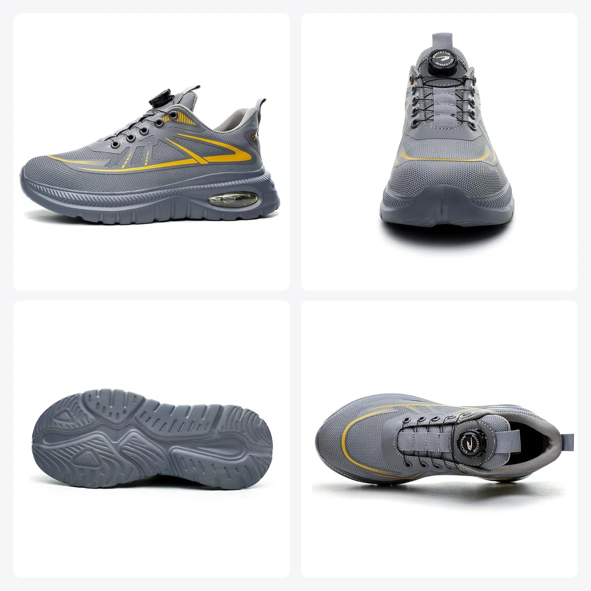 USOR Scarpe da ginnastica antinfortunistiche da uomo e da donna, con puntale in acciaio, con fibbia girevole, senza lacci, comode, leggere, con fibbia girevole, antiscivolo, scarpe da lavoro con