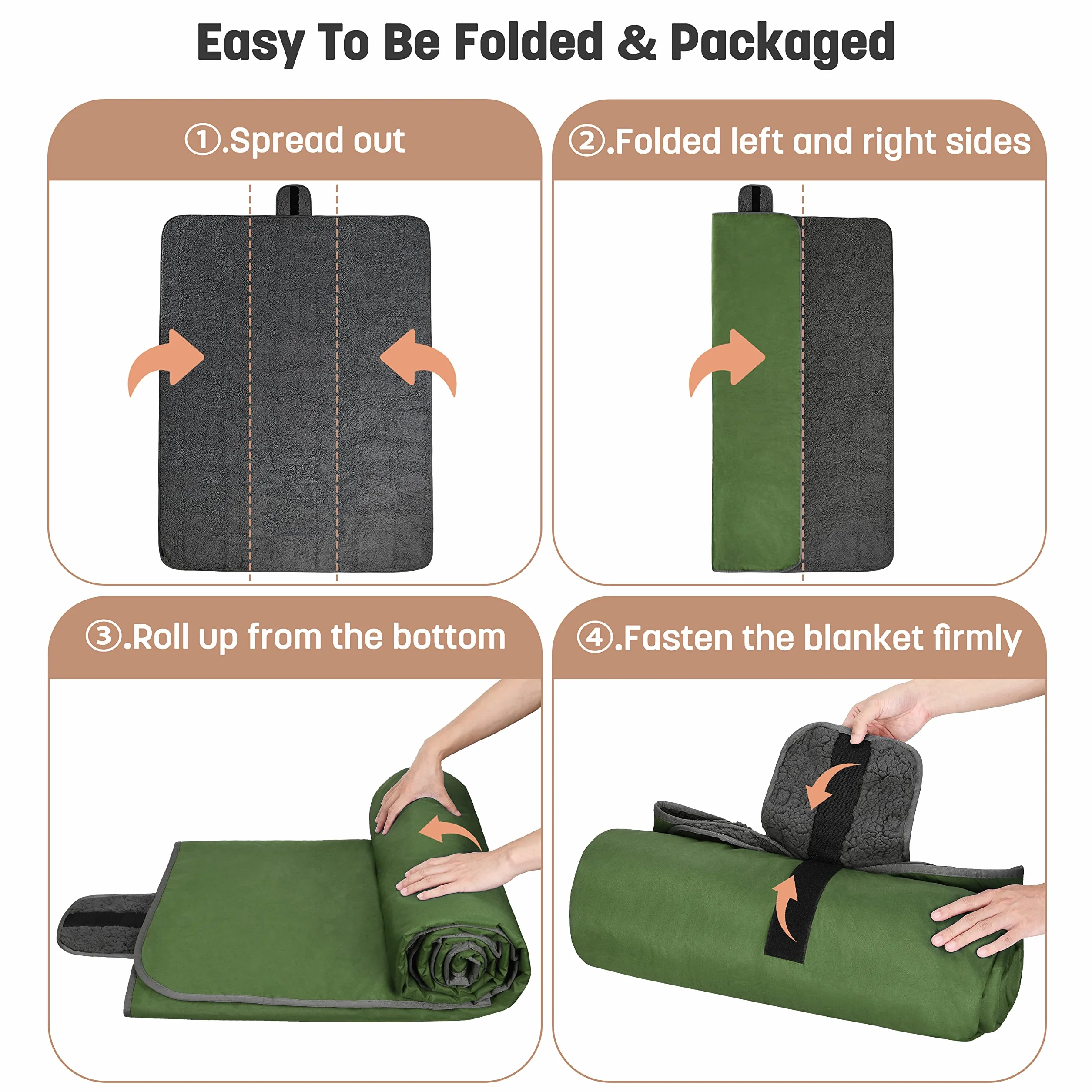 Kato Tirrinia Coperta da campeggio impermeabile, coperta da esterno cabina di dormire coperta da viaggio Sandproof caldo Picnic coperta in pile per il campeggio, viaggi, spiagge, cani e uso domestico