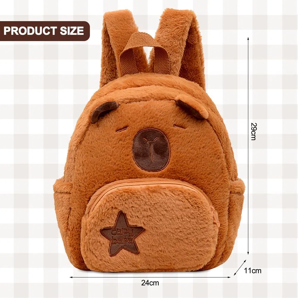 Capybara Zaino per Bambini, Zainetti Peluche Cartoon Zaino Scuola Cartone Animato Borse Scuola Materna Zainos Casual Animali Borsa Bag Carino Backpackper Zainetto Casual Scuolas per Bambini