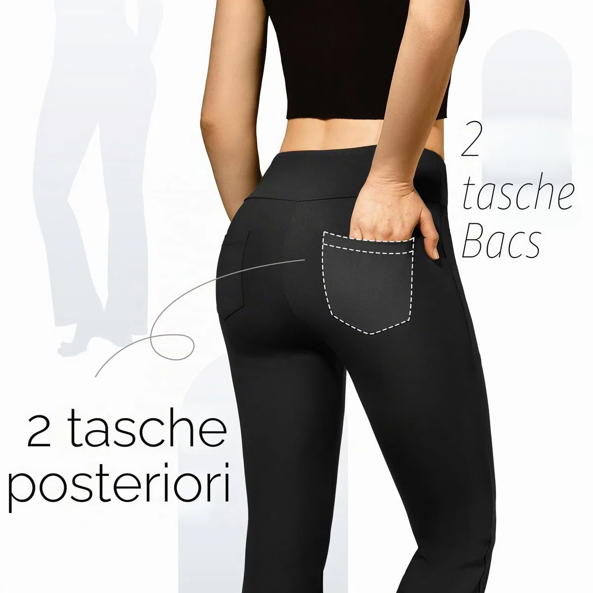 SINOPHANT Pantaloni da Yoga da Donna con 4 Tasche a Vita Alta ，Opaco Controllo della Pancia Flared Leggings per Pilates Esercizio Fitness Lavoro Casuals