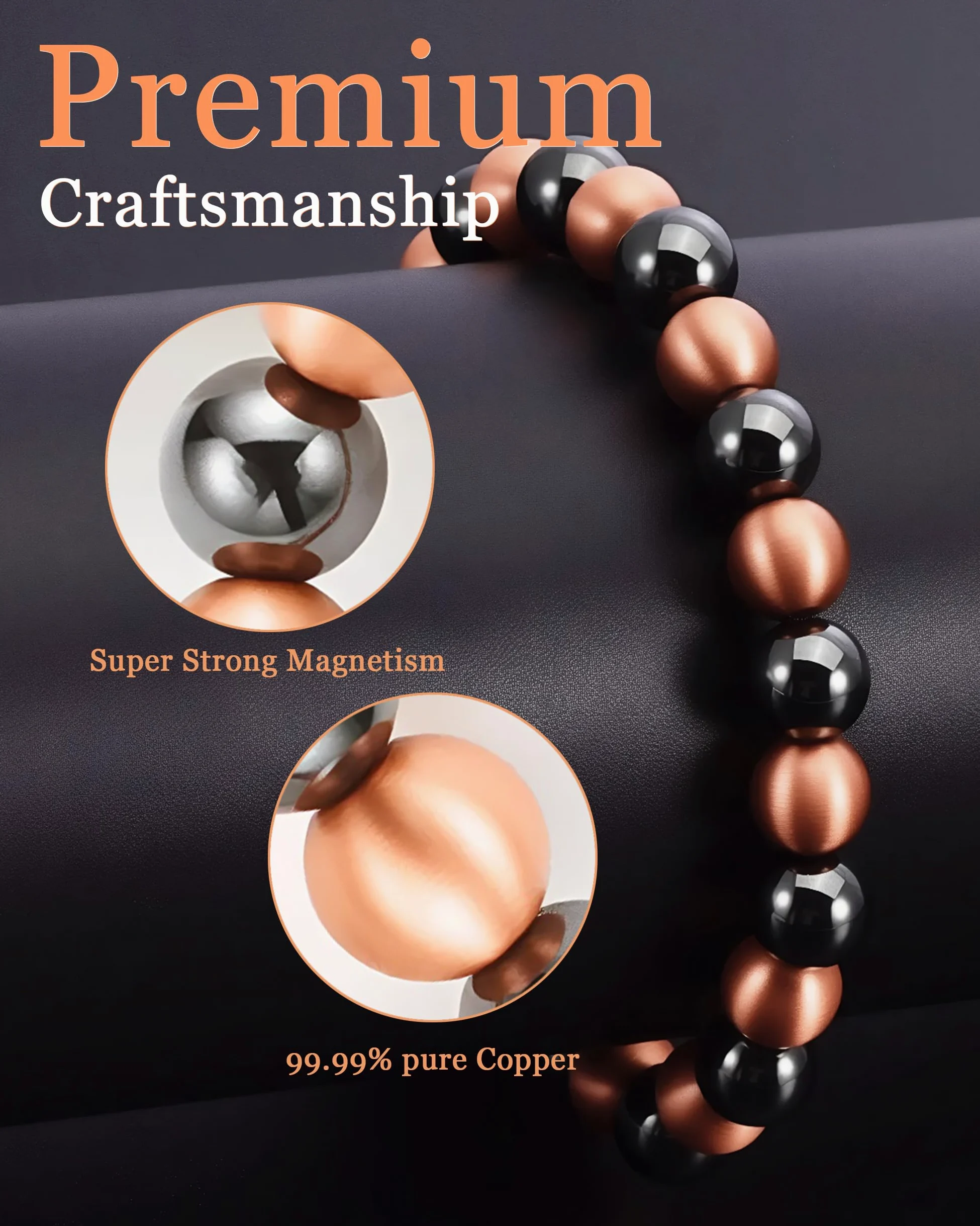 Bracciale Magnetico Uomo in Rame Puro al 99,9% | Regalo per Gentiluomini, Include un Cofanetto Portagioie e un Biglietto di Auguri
