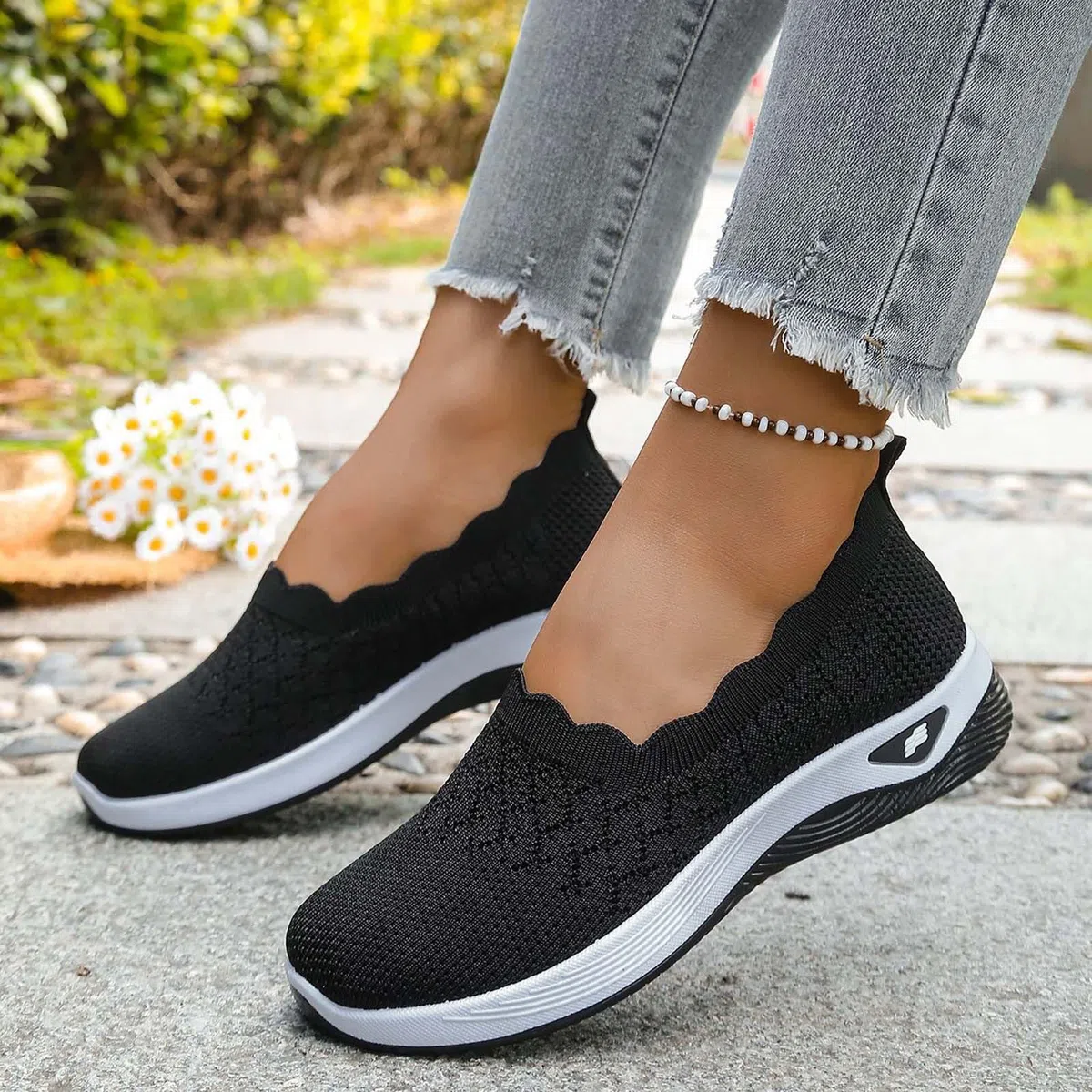 Scarpe Ortopediche Donna Estive Senza Lacci Scarpe Slip On da Corsa Camminare Comode Ginnastica Morbida Sneakers Traspiranti Leggere Antiscivolo Sneakers Diabetici Pianta Larga Sanitarie Outdoor Sport