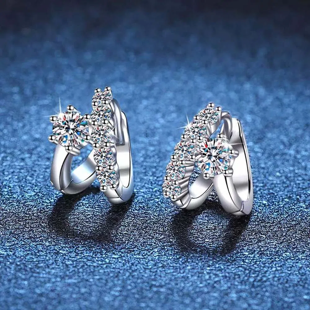 Piccolo Cerchio Moissanite Orecchini A Cerchio Argento Sterling Moissanite Huggie Orecchini per Le Donne Femminile Piccoli Gioielli Regali