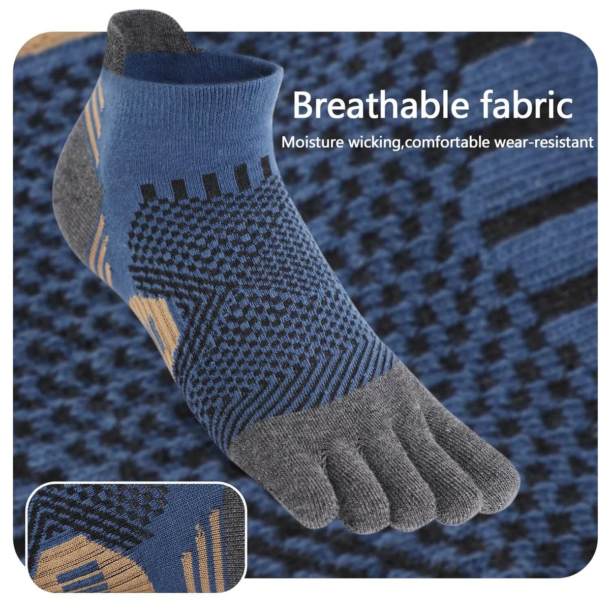 Calzini Da Uomo Con Punta A Cinque Dita Corsa Cotone Athletic Low Cut Per Gli Uomini Asciugatura Veloce Traspirante Morbido per Allenamento Corsa Fitness - Confezione da 5