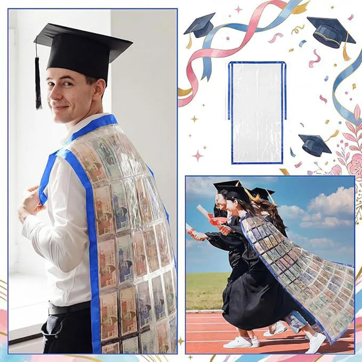 Fascia di Laurea 2026 Classe 2026 Articoli Divertenti Per Feste | Sciarpa Lunga Porta Contanti per Adulti Studenti Cerimonia Evento Festa Foto Scuola Superiore Università