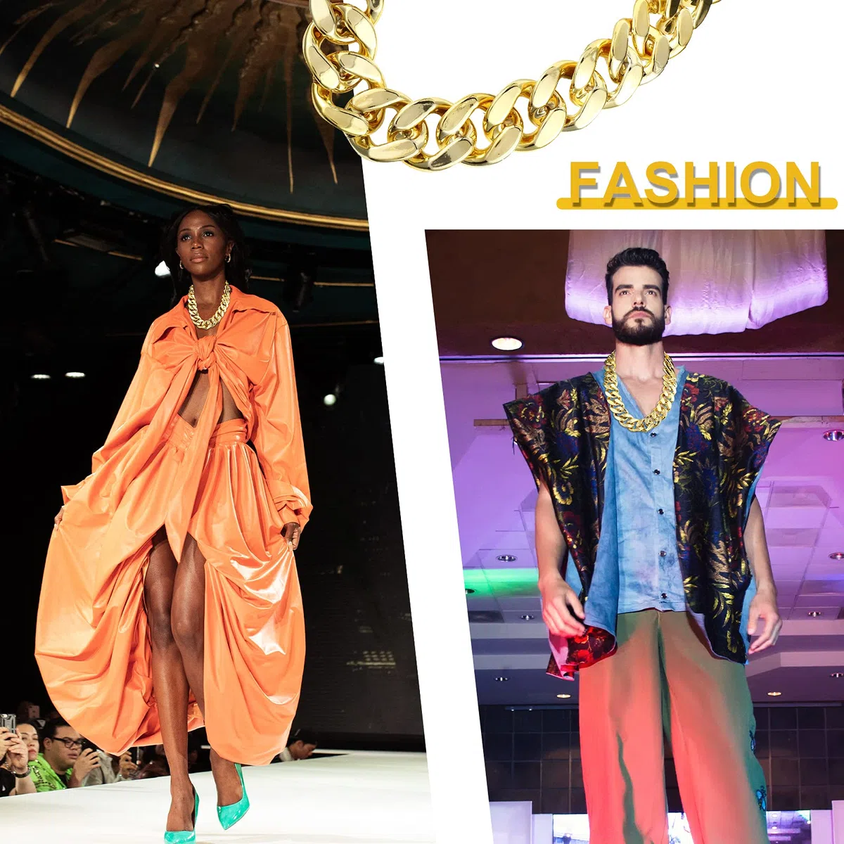 Aoriher Collana in Oro per Uomo e Donna - Catena Grossa Hip Hop, Girocollo, Decorazione Gioielli