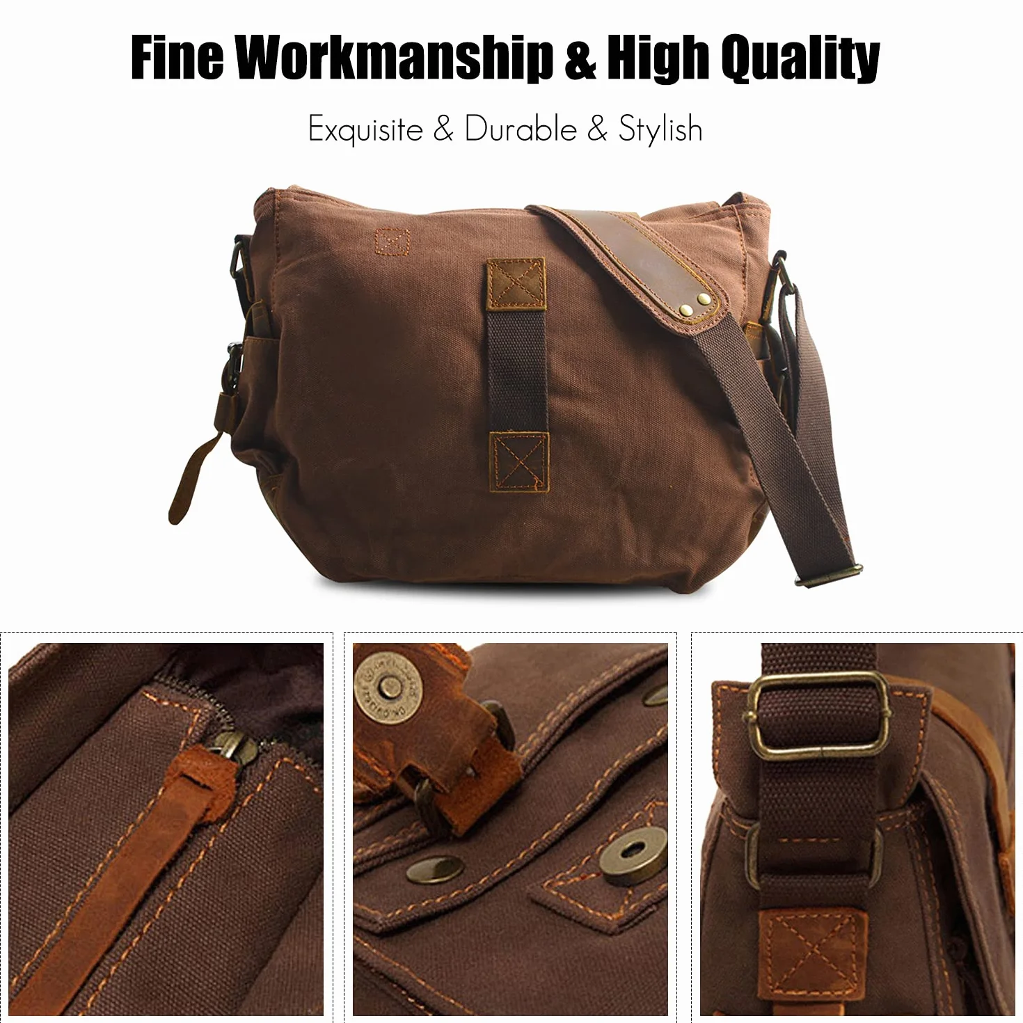 FANDARE Borsa messenger unisex in tela, borsa a tracolla per viaggi all'aperto, viaggi, pendolari, lavoro, borsa a tracolla per computer portatile da 14 pollici, per uomo/donna