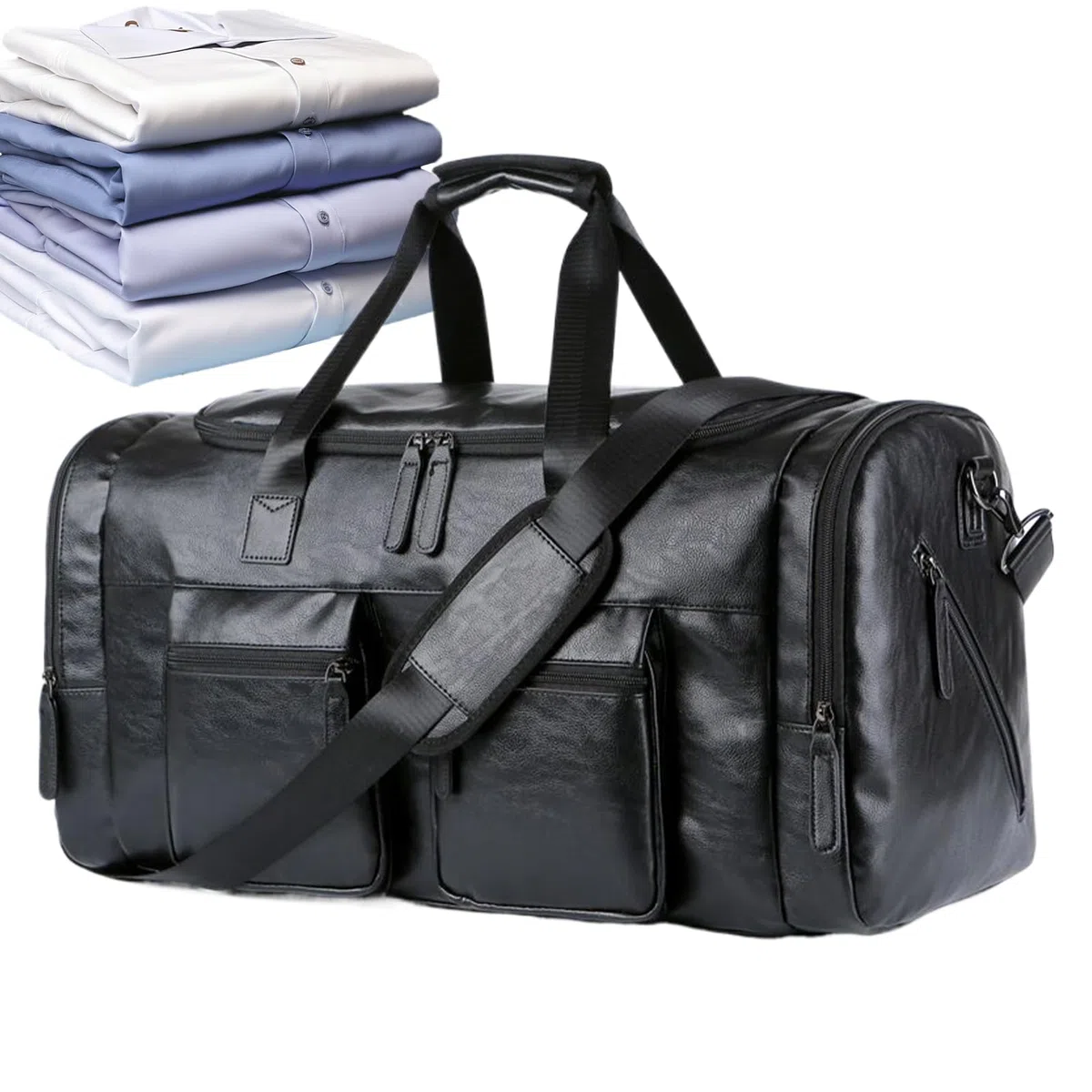 Borse Da Viaggio Duffle Per Uomini Pelle PU Grande Capacità Portatile | Borsa Da Viaggio Per Uomo Per Viaggi Duffel Per Fidanzato Padre Marito Viaggi Weekend Palestra Lavoro Business Scarpe Vestit
