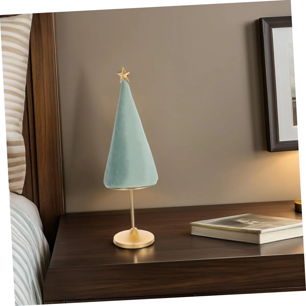 Base per Albero di Natale Supporto per Collana e Gioielli Espositore da Tavolo in Metallo Organizer per Gioielli in Velluto Ornamento da Scrivania per Feste