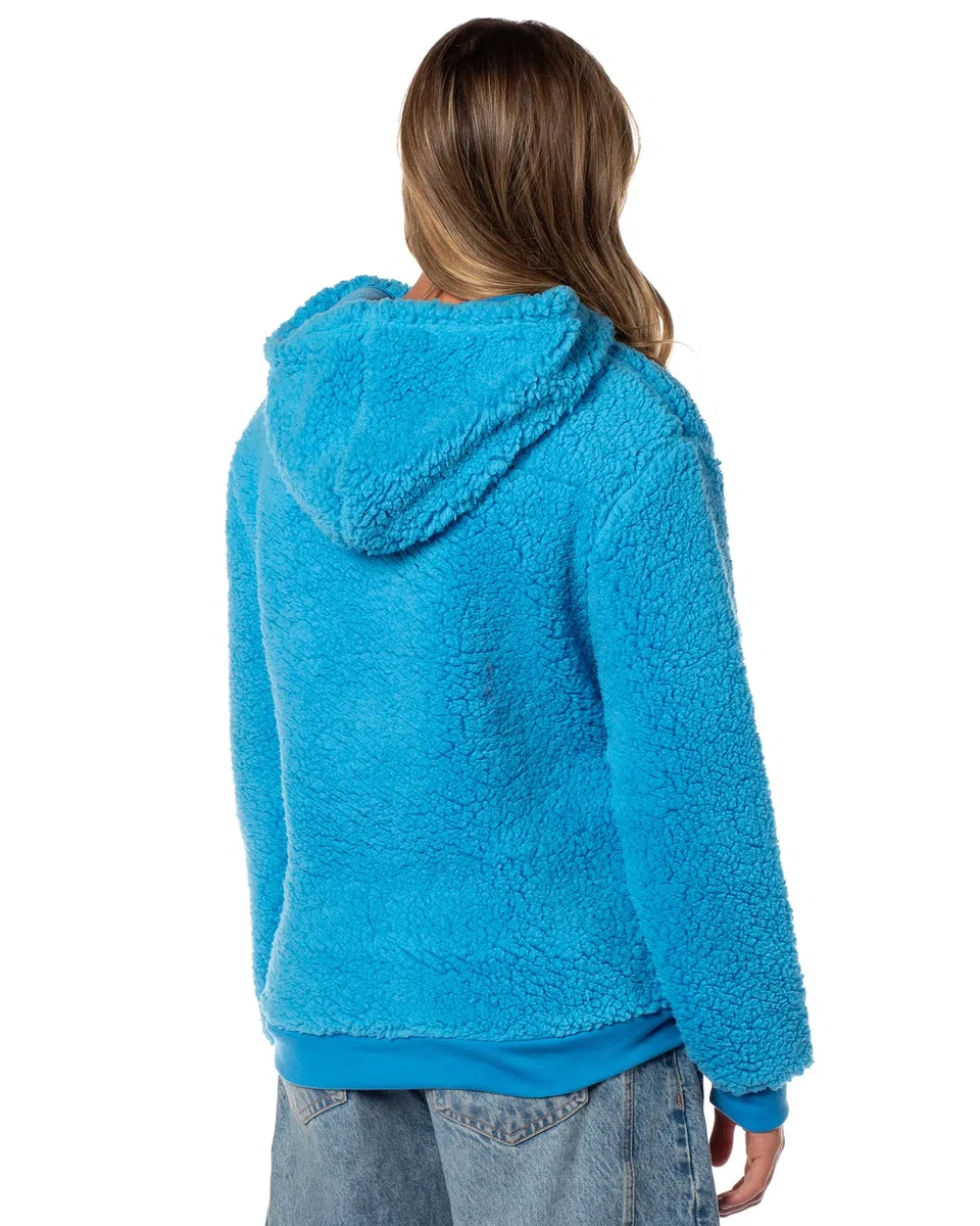 Sesame Street, felpa con cappuccio da donna in pile a maniche lunghe con stampa Cookie Monster ricamata