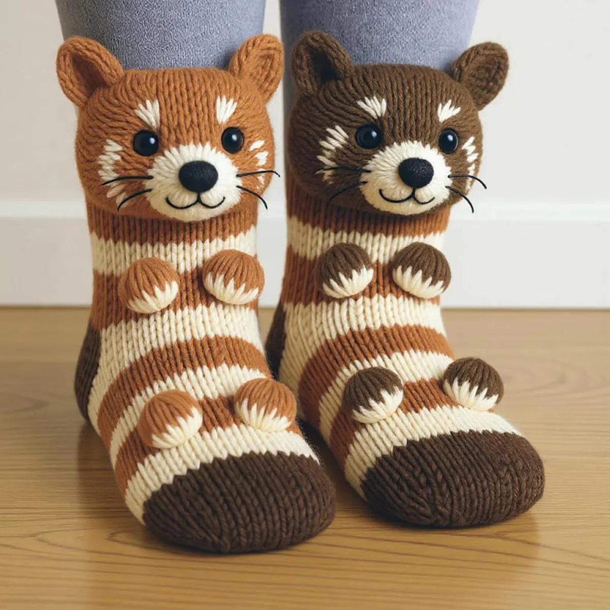Calzini lavorati a maglia 3D con animali, divertenti calzini con animali for donne e uomini, nuovi calzini caldi e carini in cotone lavorati all'uncinetto, regalo di Natale