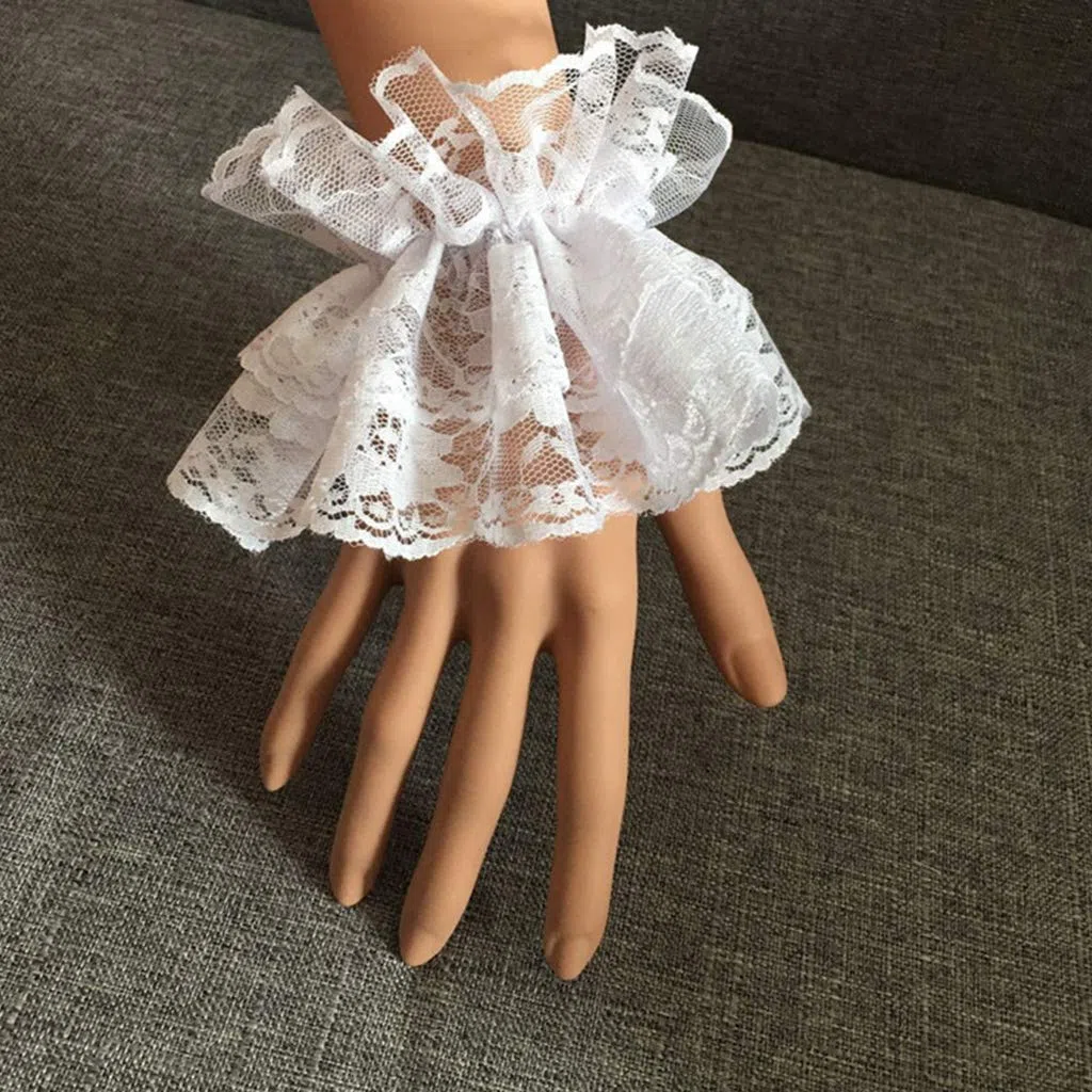 Oilmal Maniche finte, da donna, con maniche finte, polsini da polso, con volant floreale, in pizzo, elastico, Steampunk, , festa di nozze, abbigliamento da ballo
