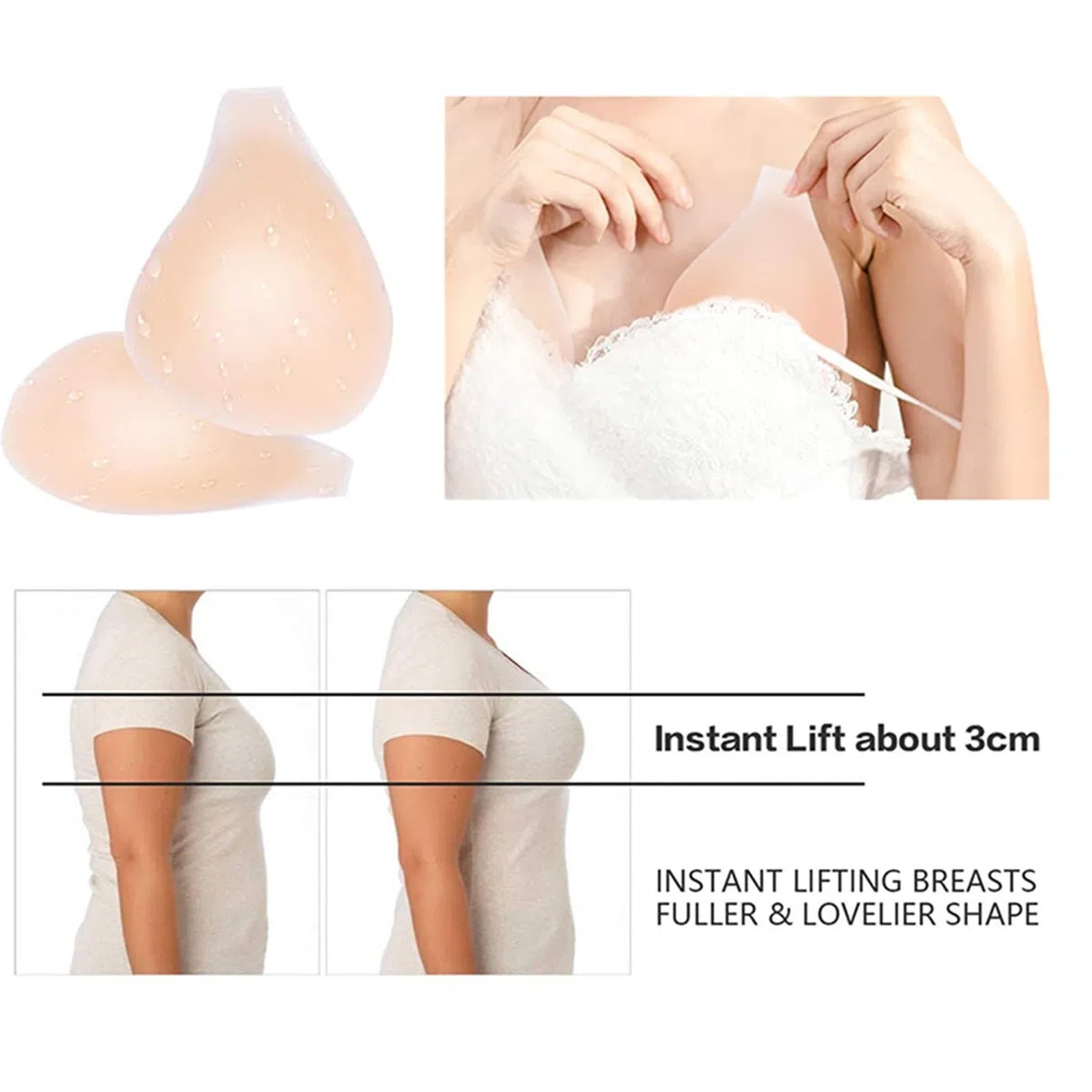 Reggiseno Adesivo in Silicone Nipple Cover Push Up Invisibile Donna Copricapezzoli Basic Autoadesiva Riutilizzabili Coppa Senza Spalline Imbottito Pasta per Seno Abito Costumi da Bagno #i403A