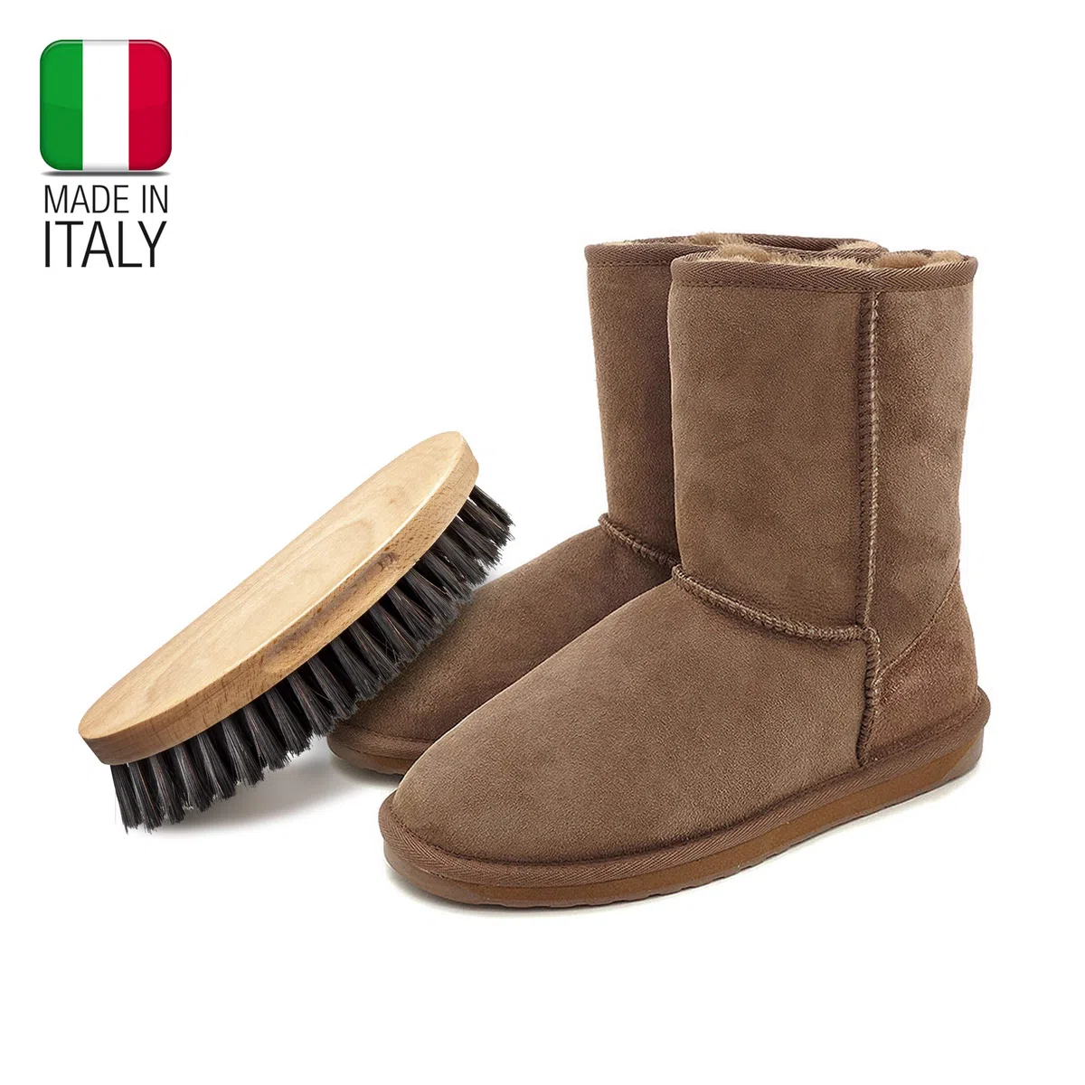 set per la pulizia e la cura delle scarpe. Spazzolino spandilucido + spazzolino per camoscio + spazzola per nabuk + spazzola grande in crine rinforzato + calzante. Ottimo per stivali emu e ugg.