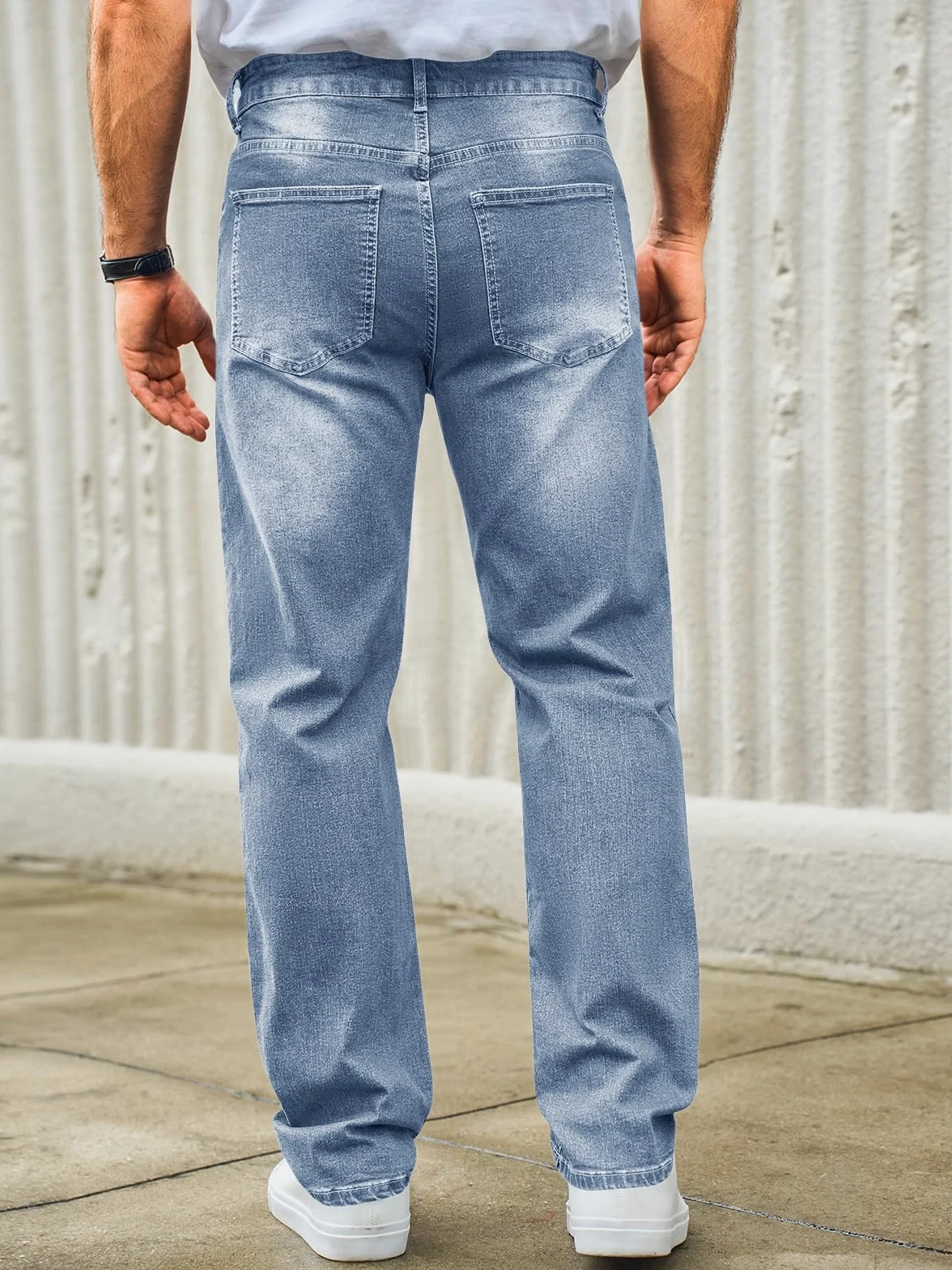 Runcati Jeans da uomo, vestibilità normale, jeans per il tempo libero, elasticizzati, in denim