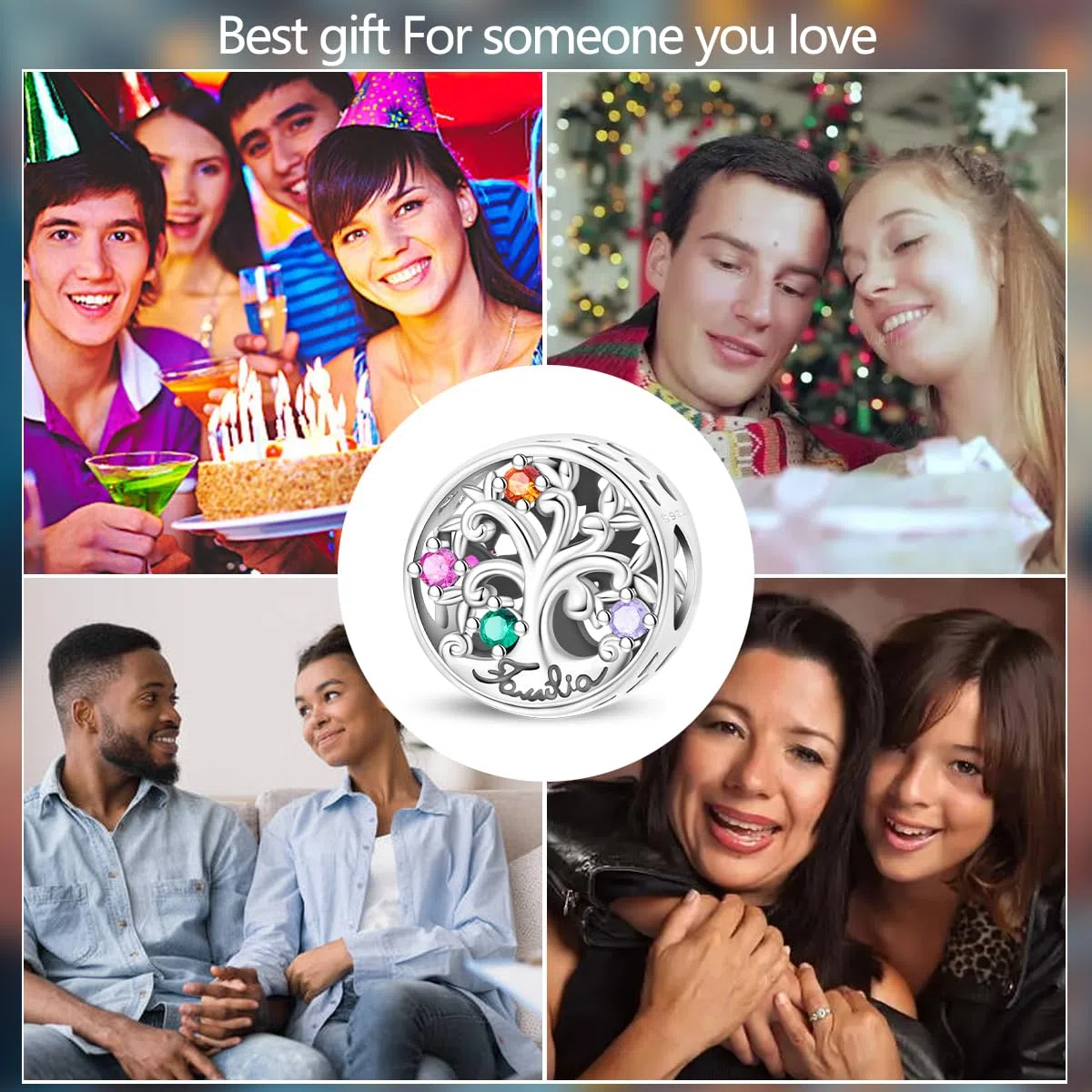 LIGHTDOG Ciondolo da donna in argento 925, compatibile con bracciali Pandora e in stile europeo, regalo per la Festa della Mamma e San Valentino