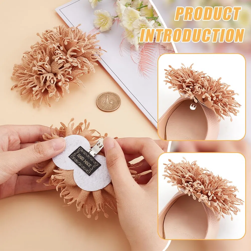 FINGERINSPIRE Clip per scarpe con fiori in tessuto 3D staccabili con tacco alto fibbia per scarpe da sposa in tessuto artificiale decorazione per scarpe con fiori artificiali ciondoli unico bordo