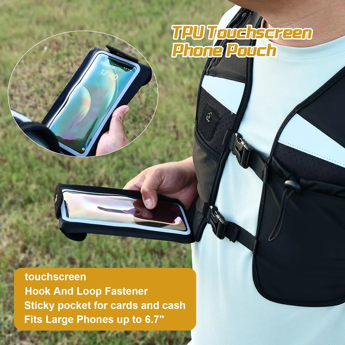 ONETOALL Gilet Running per Uomo e Donna, Running Vest Leggero e Traspirante, Zaino Trail Running per Porta Telefono Corsa con Multi-Tasche e Cintura Riflettente Regolabile, Sicurezza per Corsa