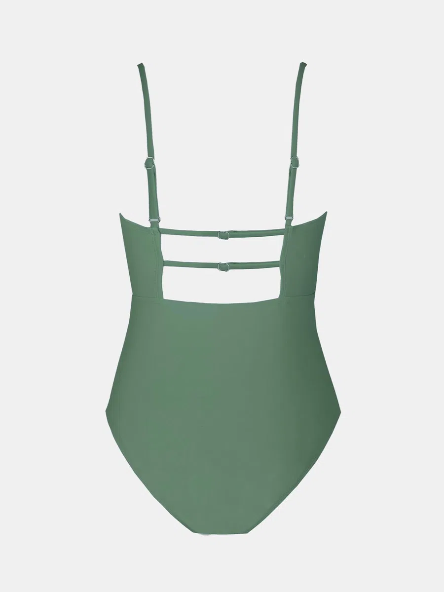 CUPSHE Costume da Bagno da Donna con Scollo Quadrato, con Cinghie, Colori a Contrasto, Costume da Bagno Intero