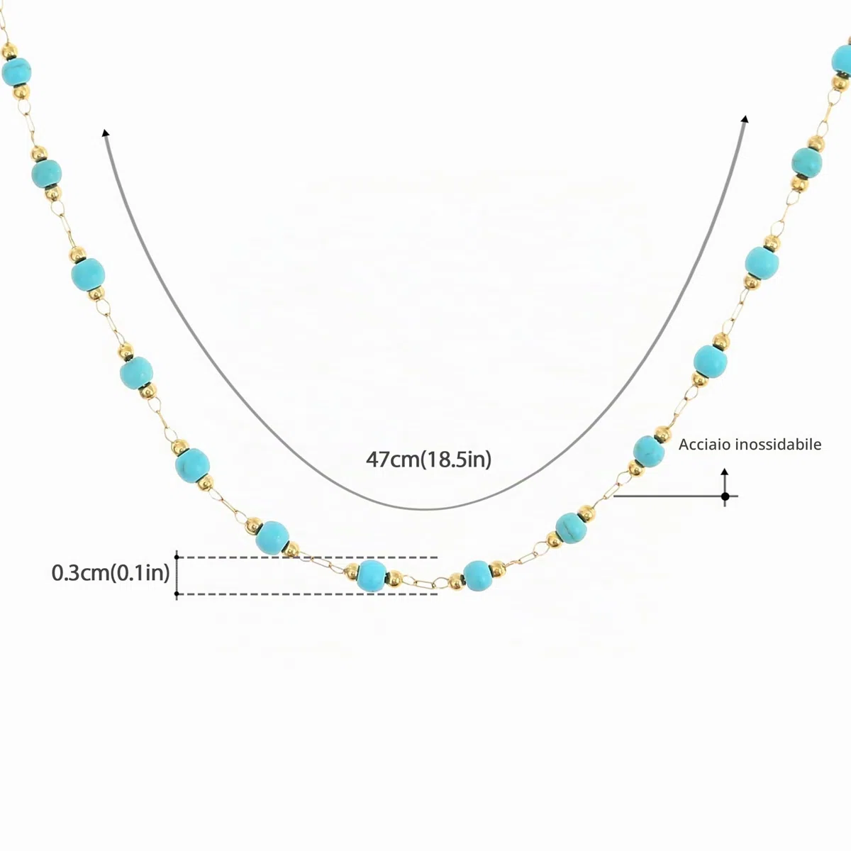 Made by Nami - Collana di perle da donna colorata in acciaio inox impermeabile, gioiello perfetto come regalo per donne