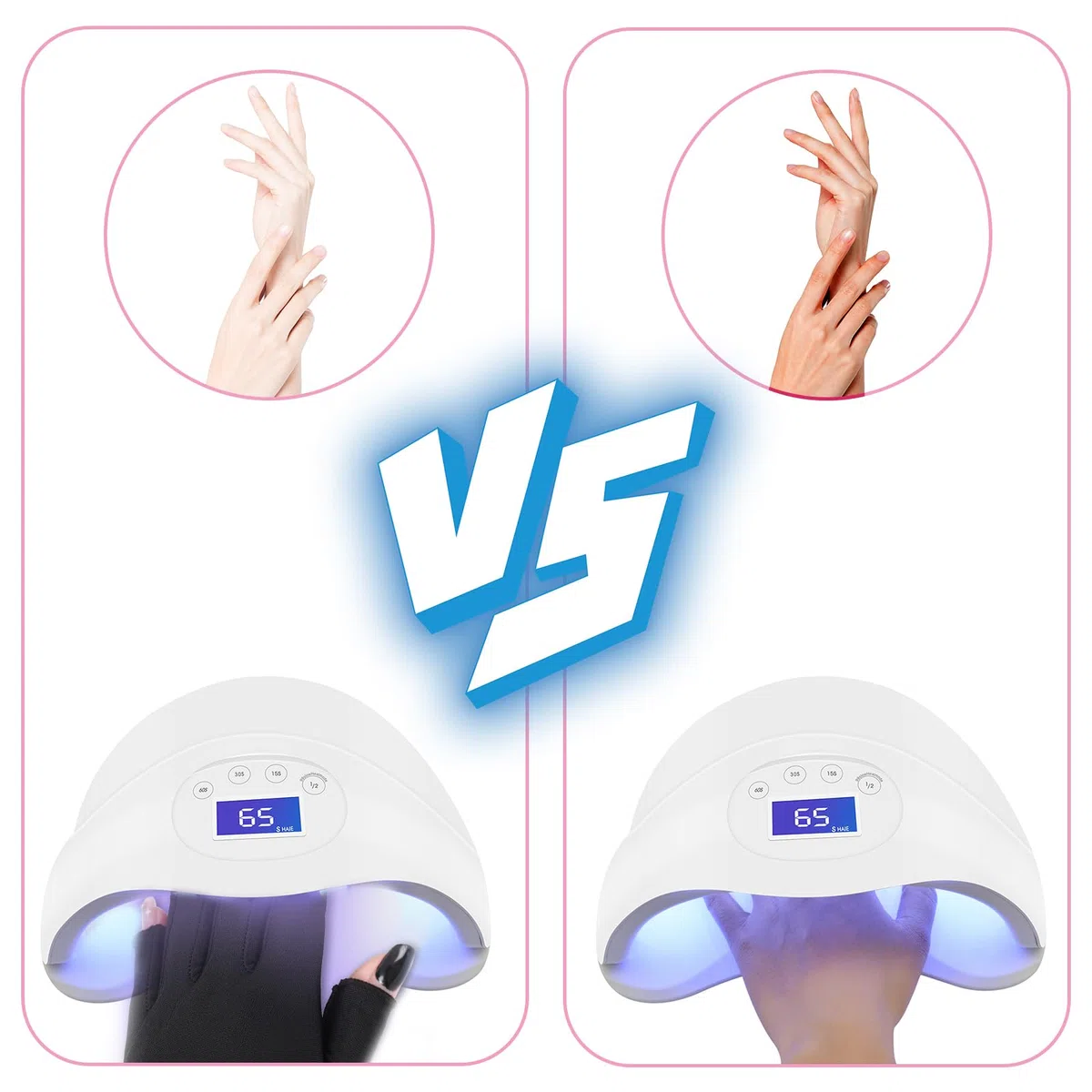 3 Paia Guanti Protezione UV Unghie, Guanti per Manicure, Guanti Anti UV per Lampada per Unghie in Gel (Nero Grigio Viola)