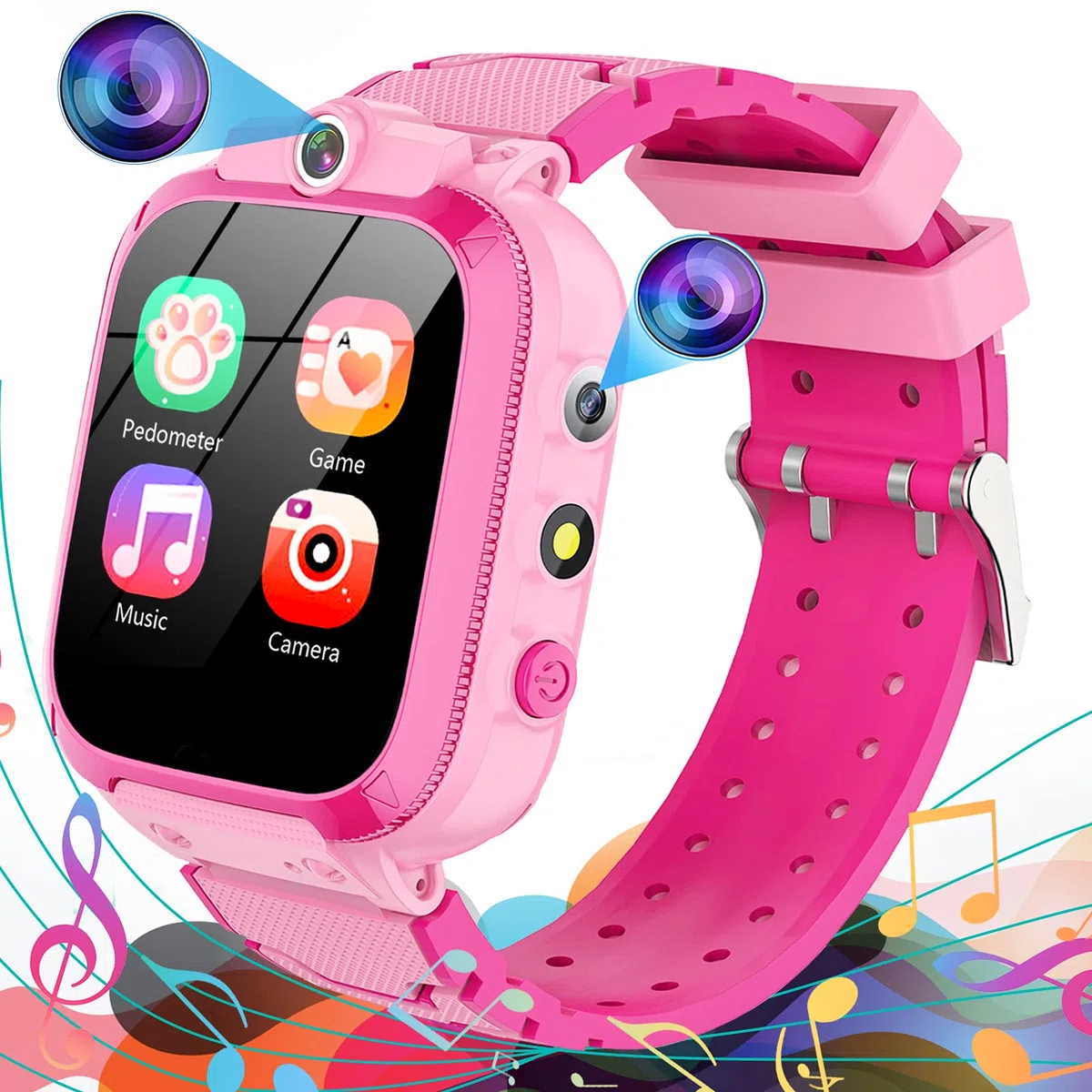 VannicoELEJAFE Smartwatch Bambini 24 Giochi Musica Contapassi Calorico, 2*Fotocamere Torcia Orologio Smartwatch Bambini Sveglia Video, Ragazzi e Ragazze Regalo di Natale 2-13 anni[Scheda SD integrata]