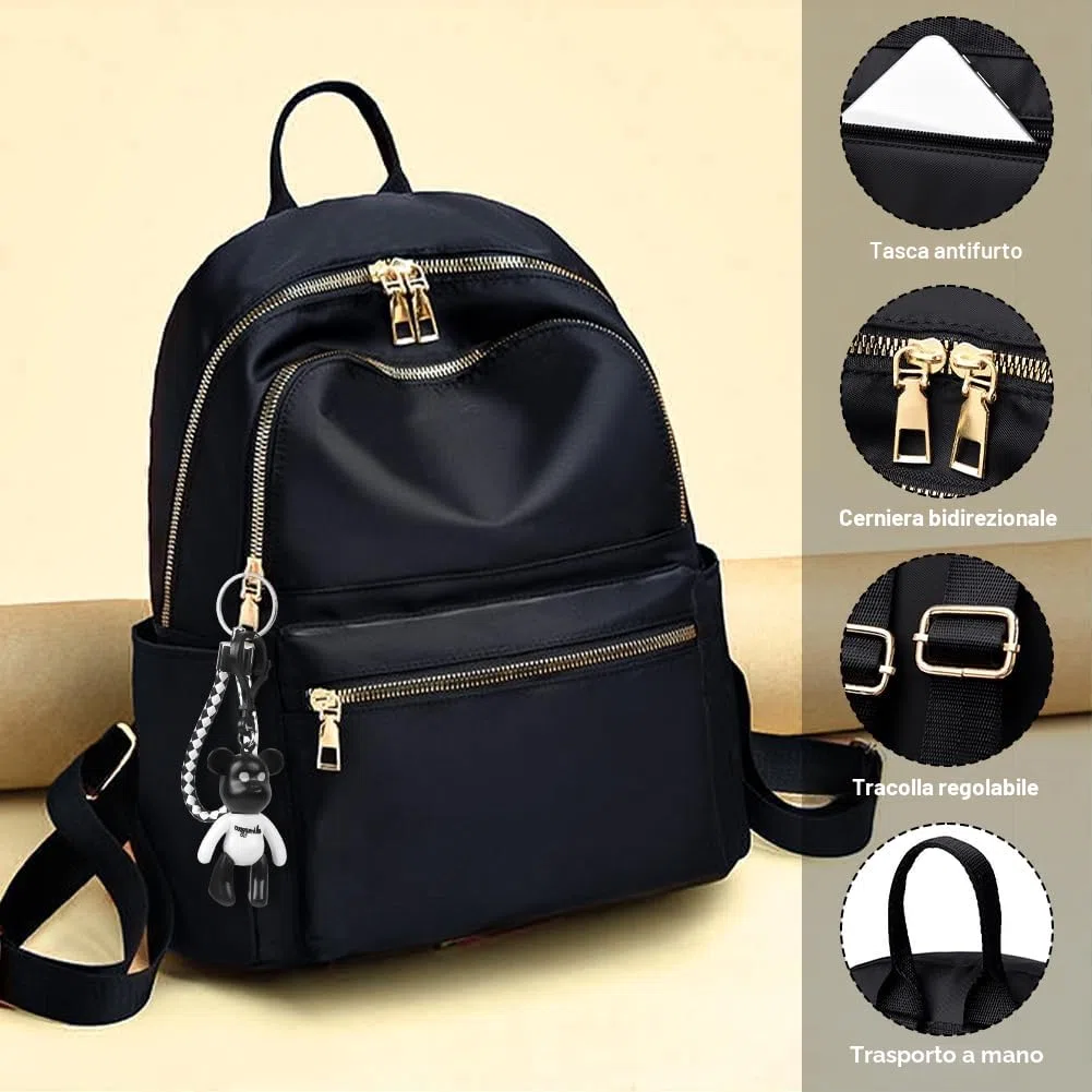 Aucuu, Zaino da donna alla moda, leggero, casual, in nylon, piccolo, antifurto, per la scuola e da viaggio, per donne e ragazze