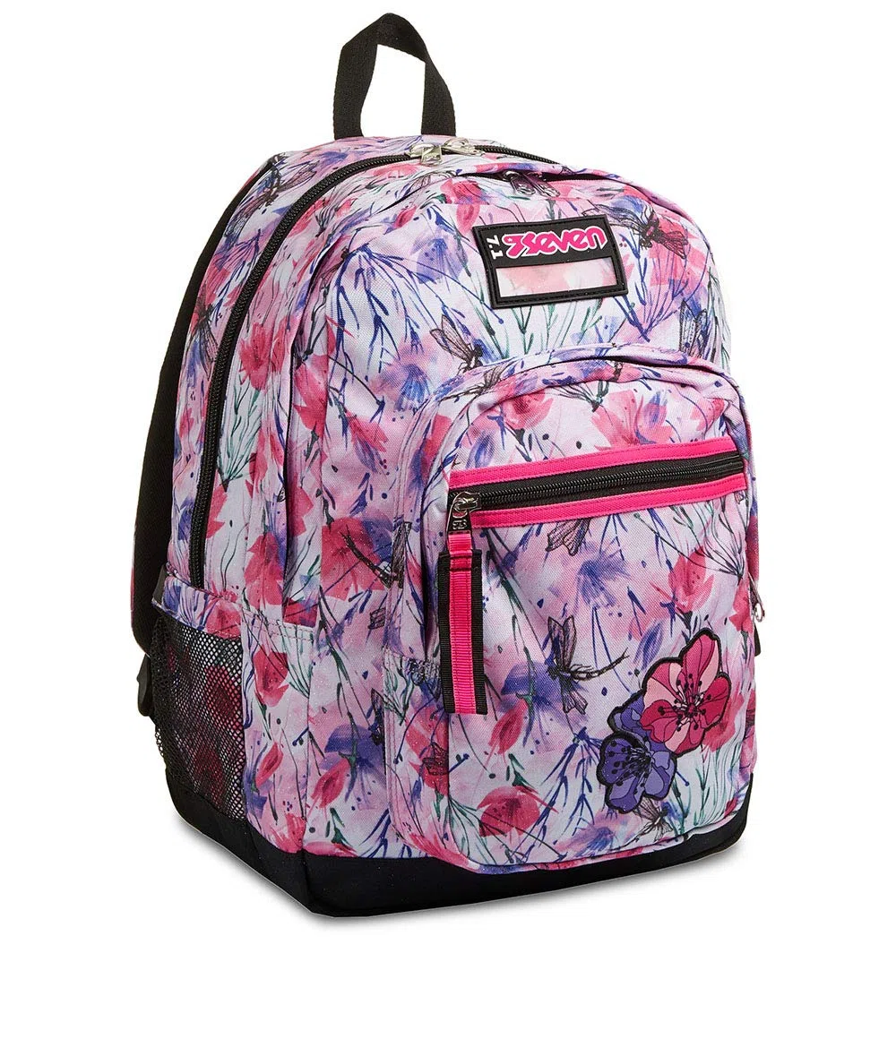 Seven Zaino Scuola Freethink, Rosa, Zaino Doppio Scomparto, Tasca Frontale e Tasca Porta Borraccia, Zaino Medie e Superiori, Bambina Ragazza