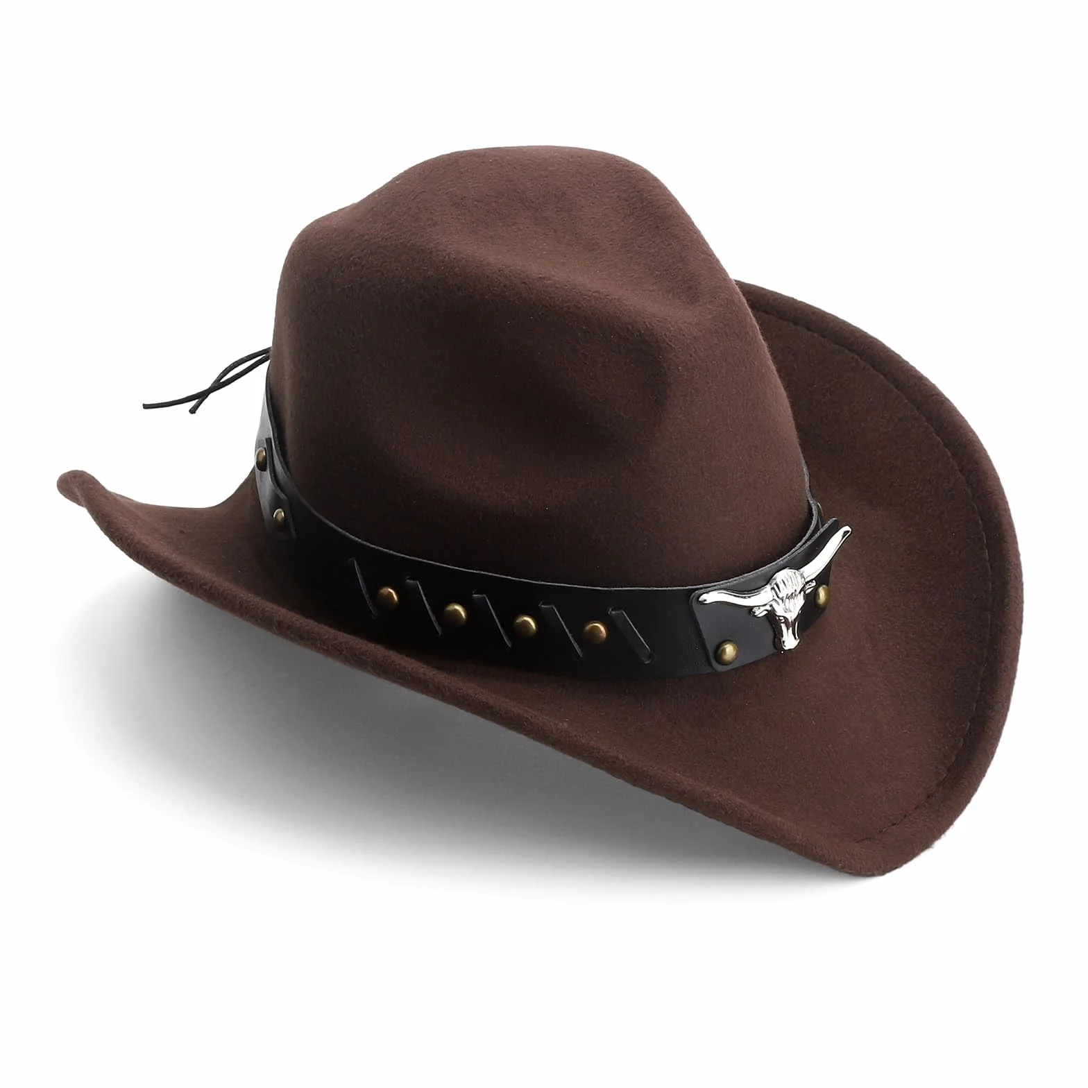 HENGBIRD Marrone Cappello Cowboy Donna,Cappello Uomo,Cappello Donna,con Applicazione a Testa di Toro e Fascia Regolabile (56-60 cm) per Giardinaggio e Feste a Tema,gita al Mare