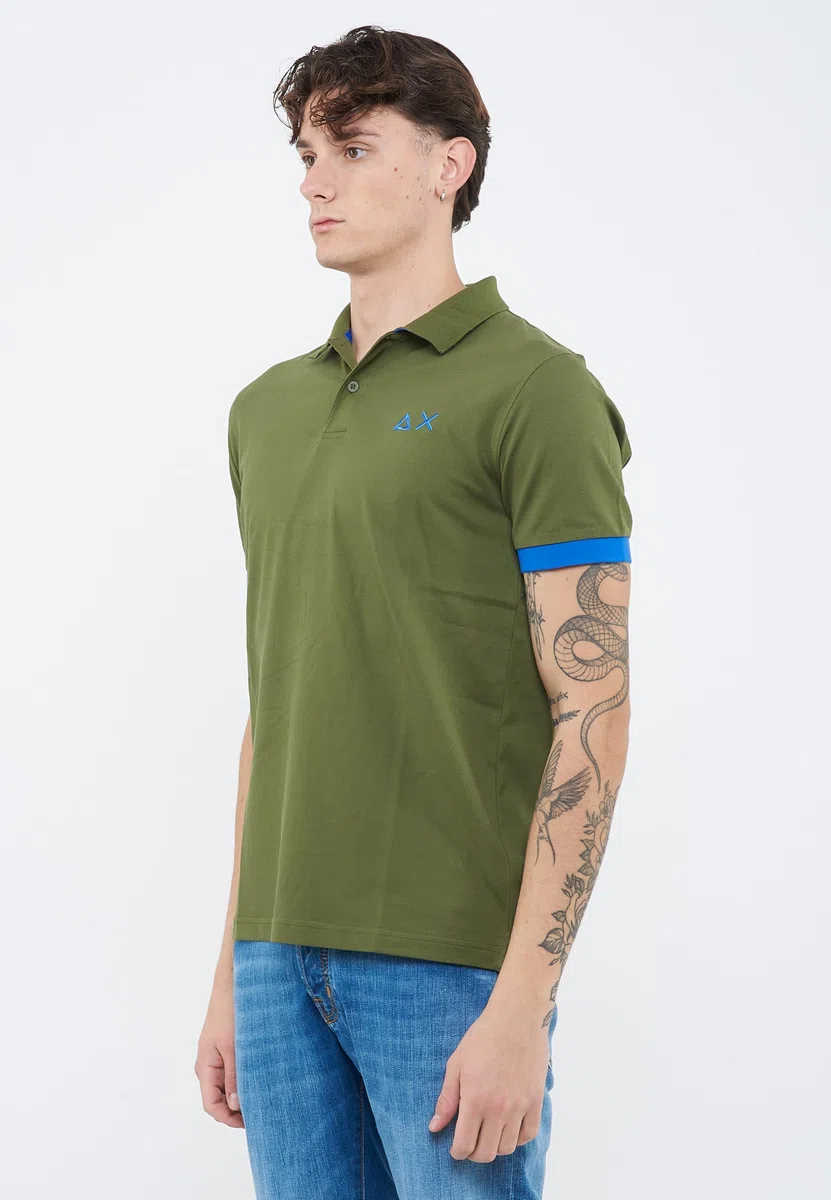 SUN68 Polo con Maxi Logo in Cotone